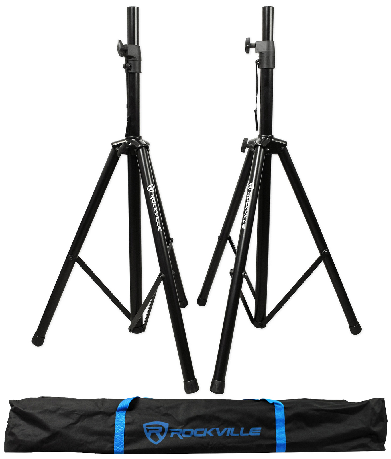 (3) Pairs Rockville Tripod DJ PA Speaker Stands+Carrying Cases - 6 Stands Total
