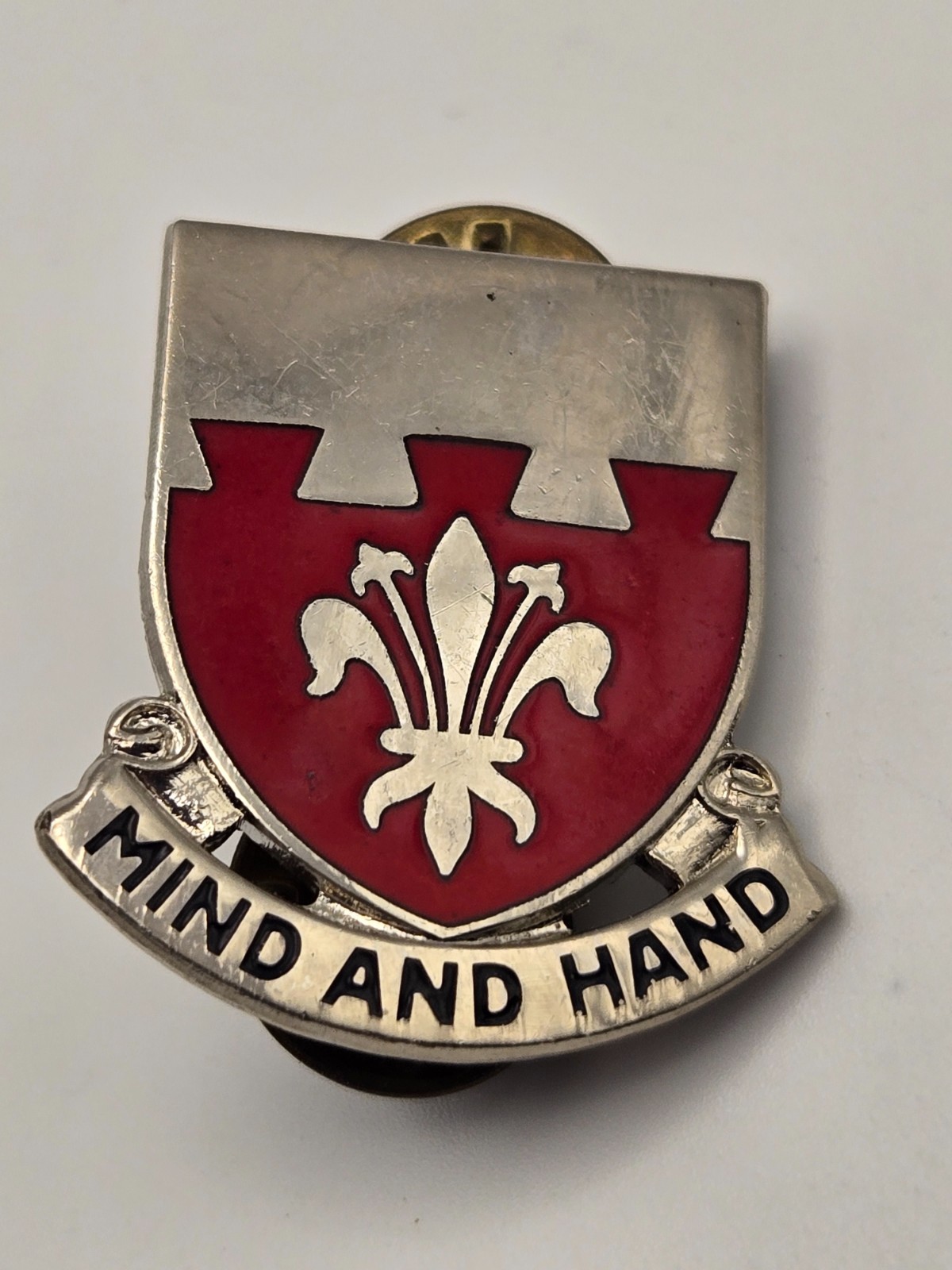 Vintage Army DUI Pin - "Mind and Hand" 169th Engineer Battalion
