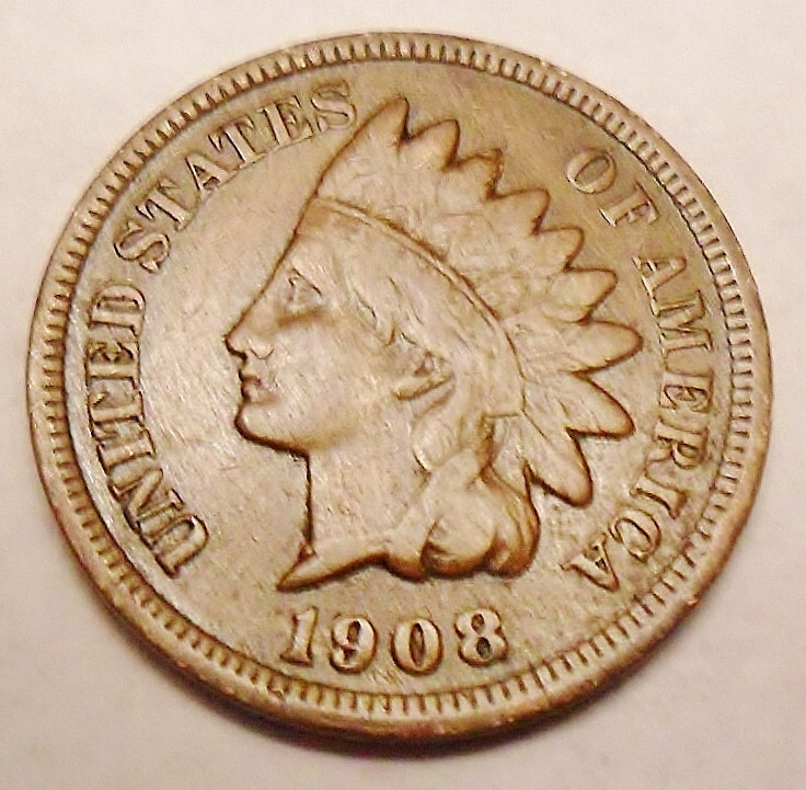 1908 P Indian Head Cent Penny  *F - FINE*   **FREE SHIPPING**
