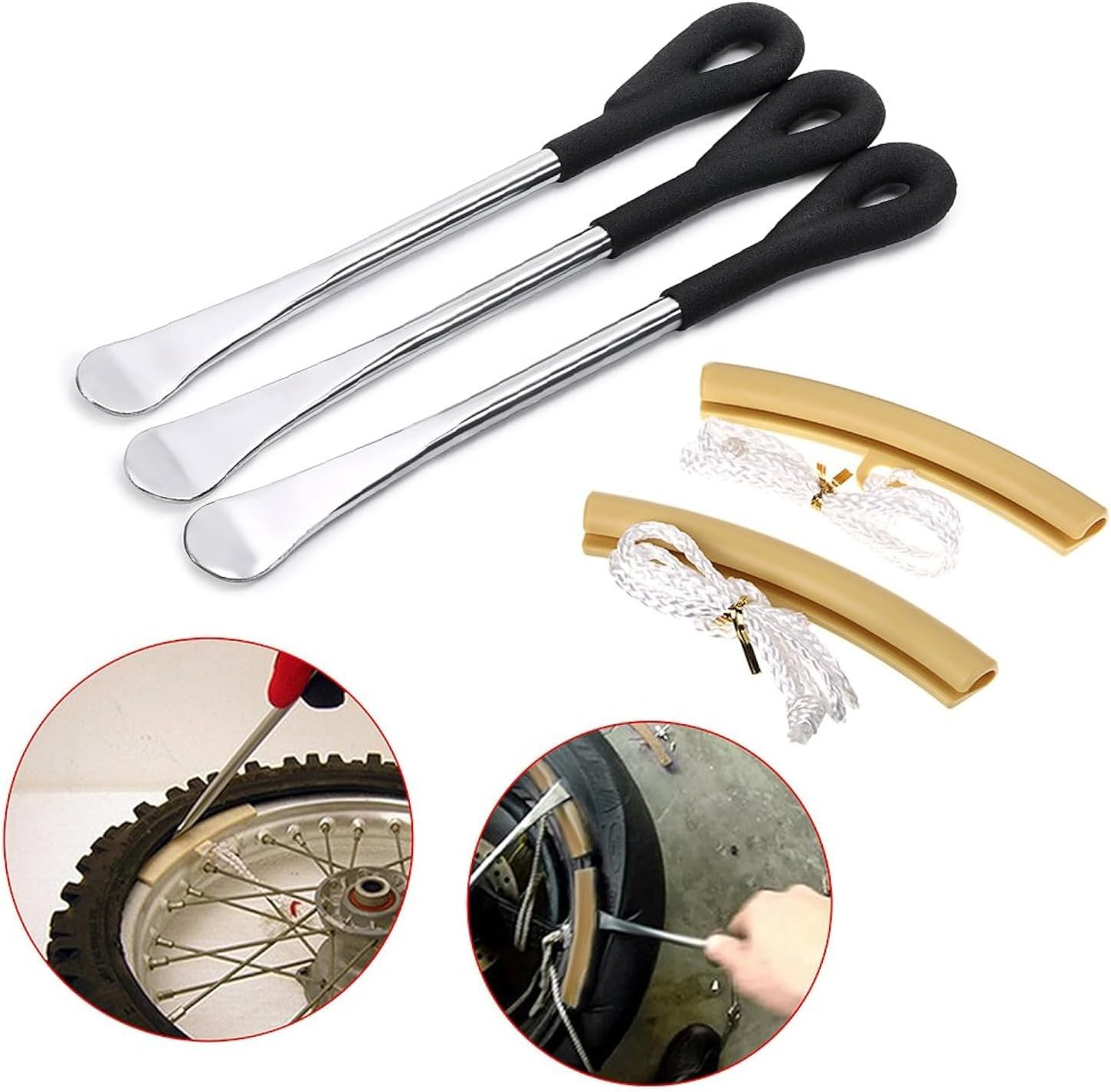 3 Pcs Motorcycle Tire Spoons Dirt Bike Tire Changing Tools Tire Lever Bars