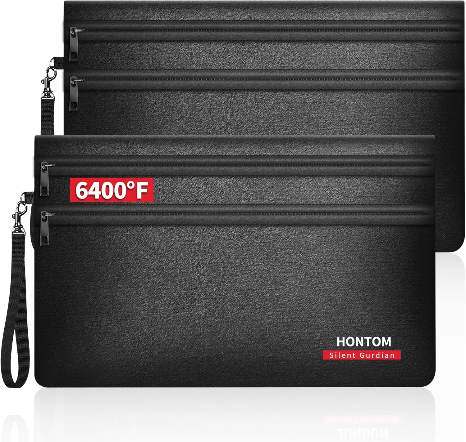 6400? Fireproof Money Bags 2 Pack with Hidden Dual Zipper, 11X7.5 Inch Fireproof