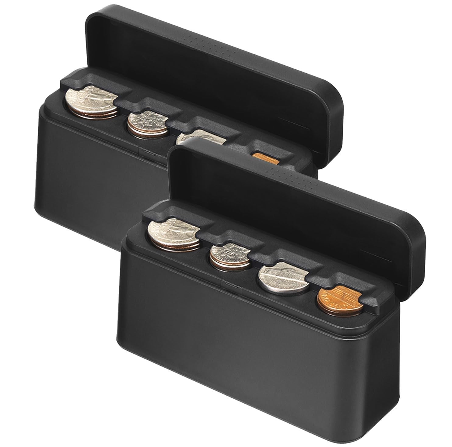 2 PCS Car Coin Holder Organizer Large Capacity Change Dispenser Storage