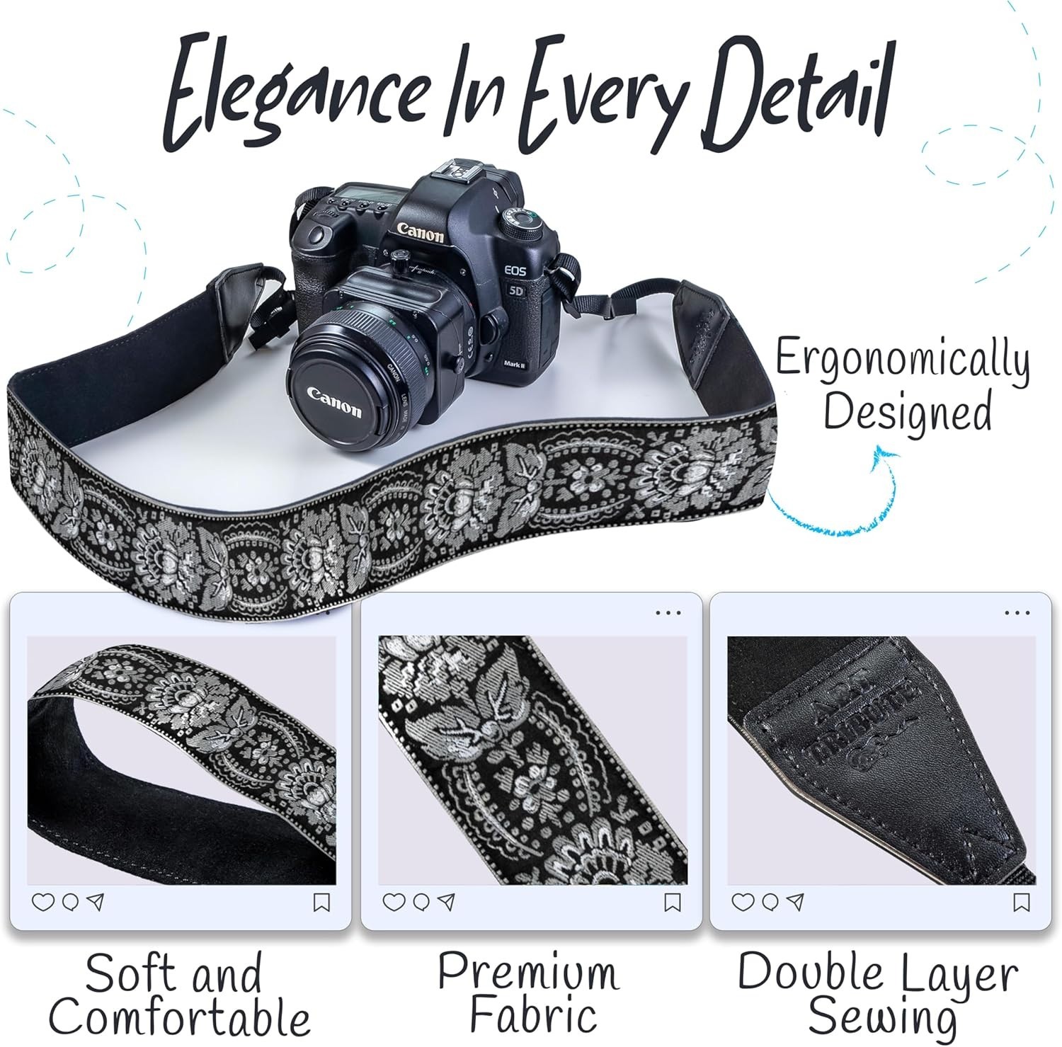 Personalized Vintage Camera Strap - Universal Fit for DSLR & Mirrorless Cameras