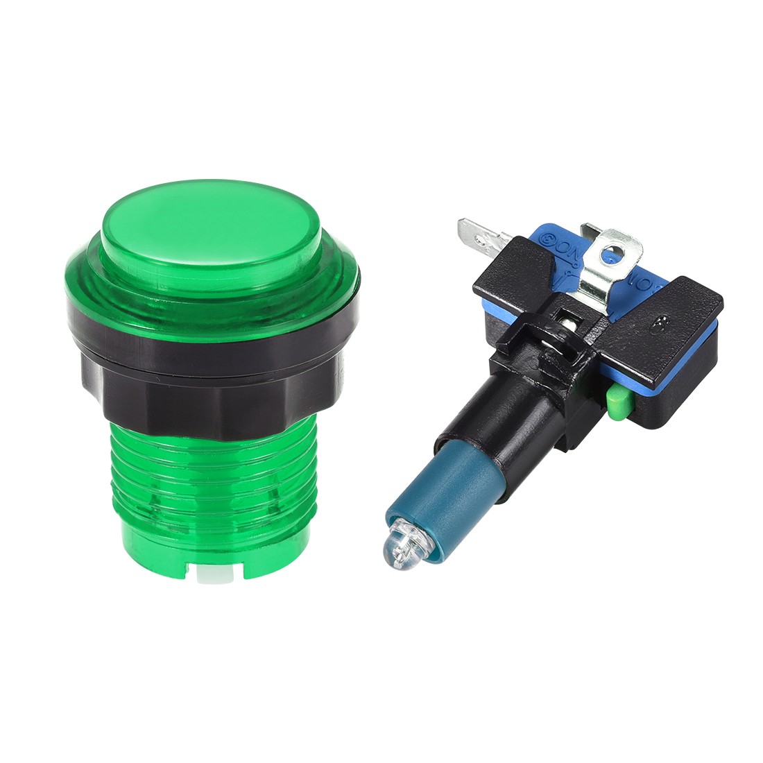 Game Push Button 33.5mm 12V LED Illuminated Switch with Micro switch Green 1pcs