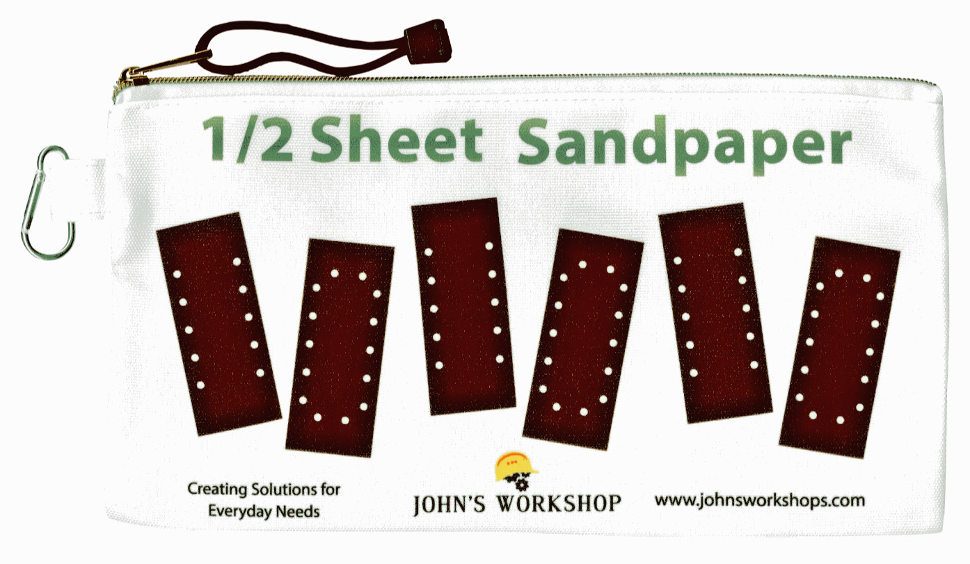 New for 2025! Introducing John's Workshop's 1/2 Sheet Sandpaper Storage Bag