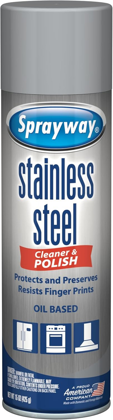 Sprayway SW841R Oil-Based Stainless Steel Cleaner and Polish, Protects and Prese