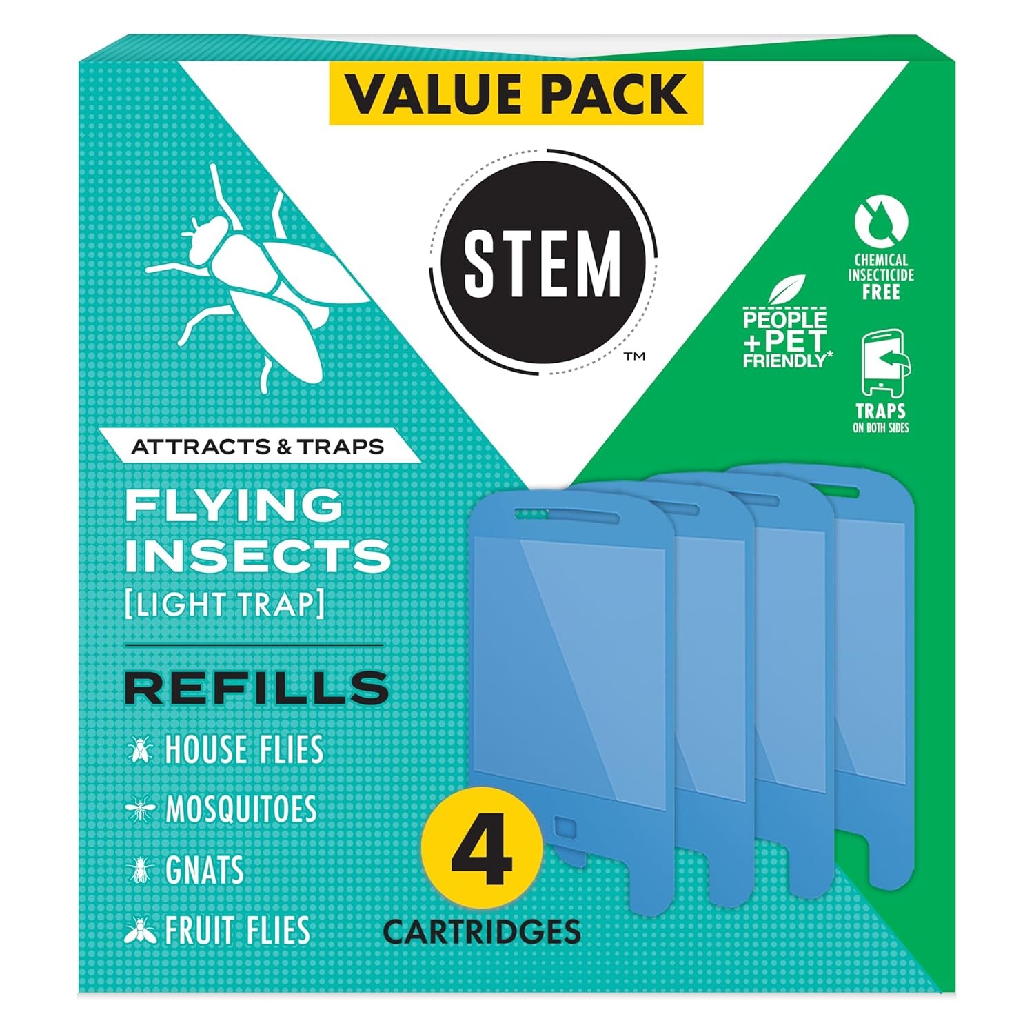 Fruit Fly Trap Refill Cartridges for Indoor Stem Flying Insect Light Trap