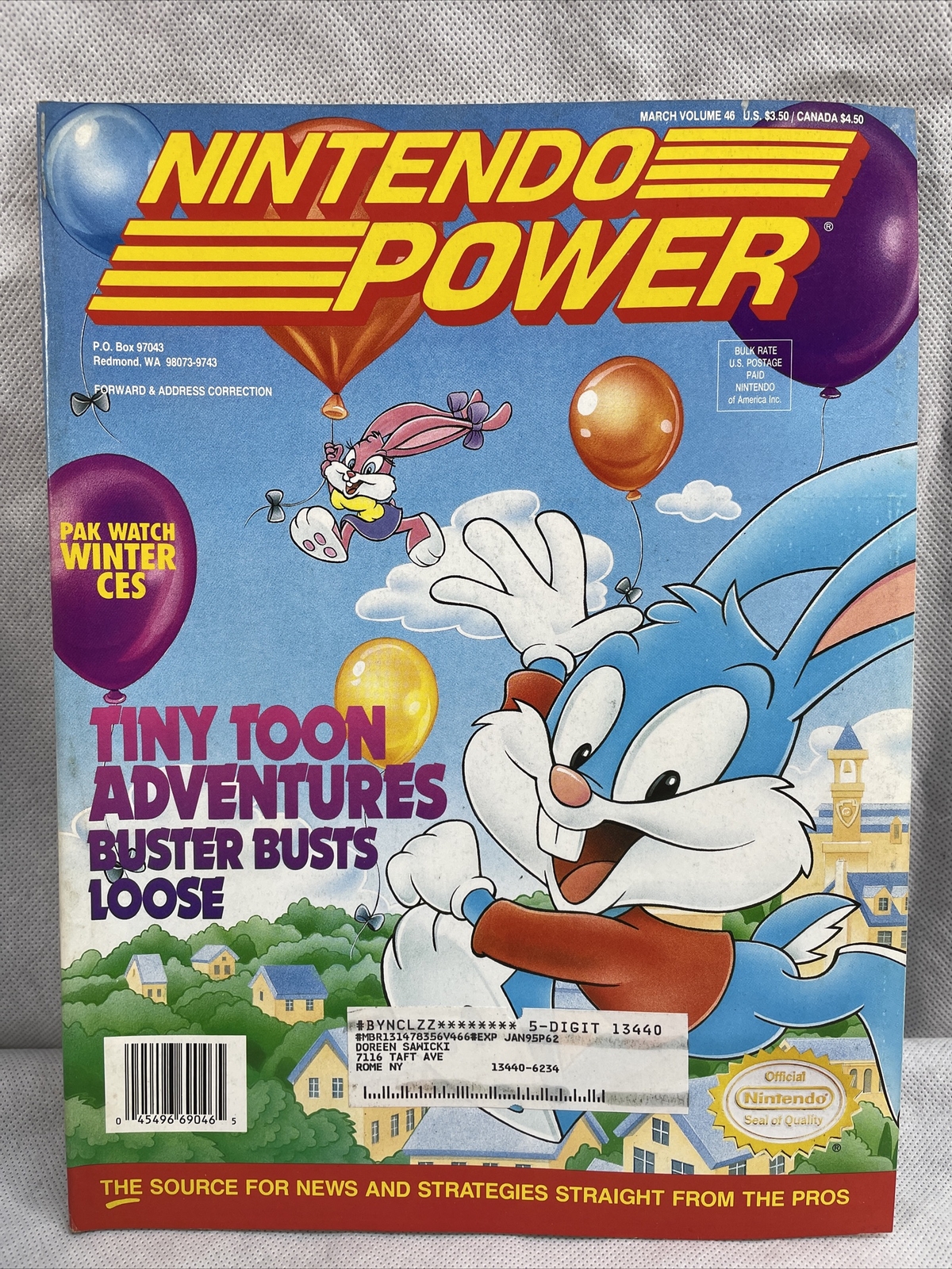 Nintendo Power - Volume 46, March 1993 - Tiny Toon Adventures w/ Tazmania Poster