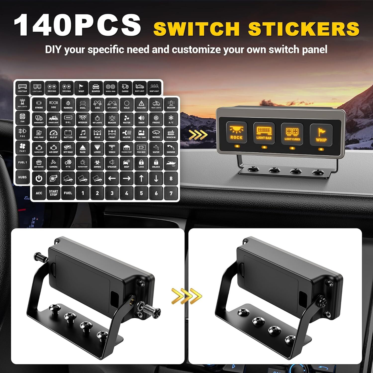 MICTUNING Wireless Switch Panel 4/6/8/12 Gang Remote/APP Control LED Circuit Box