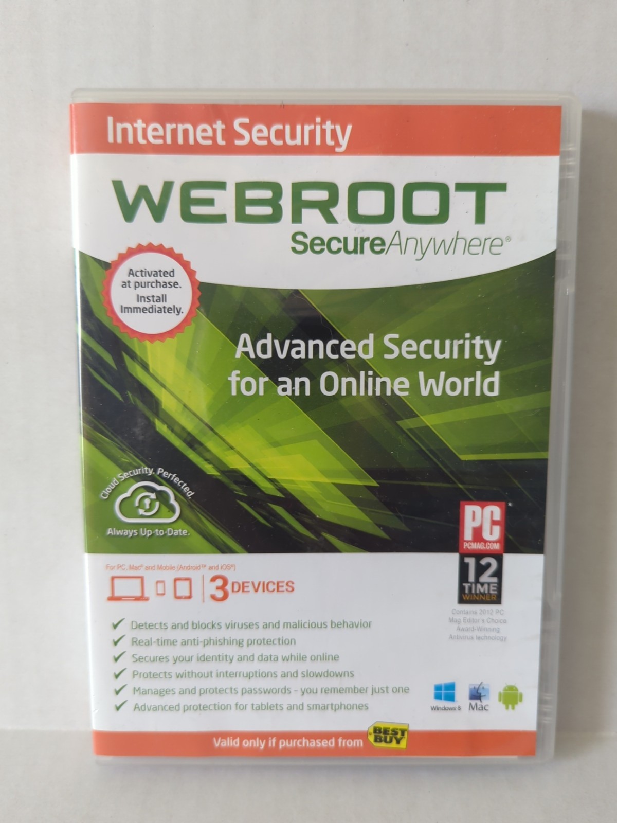 Webroot SecureAnywhere Internet Security & Antivirus Windows & Mac 3 Devices