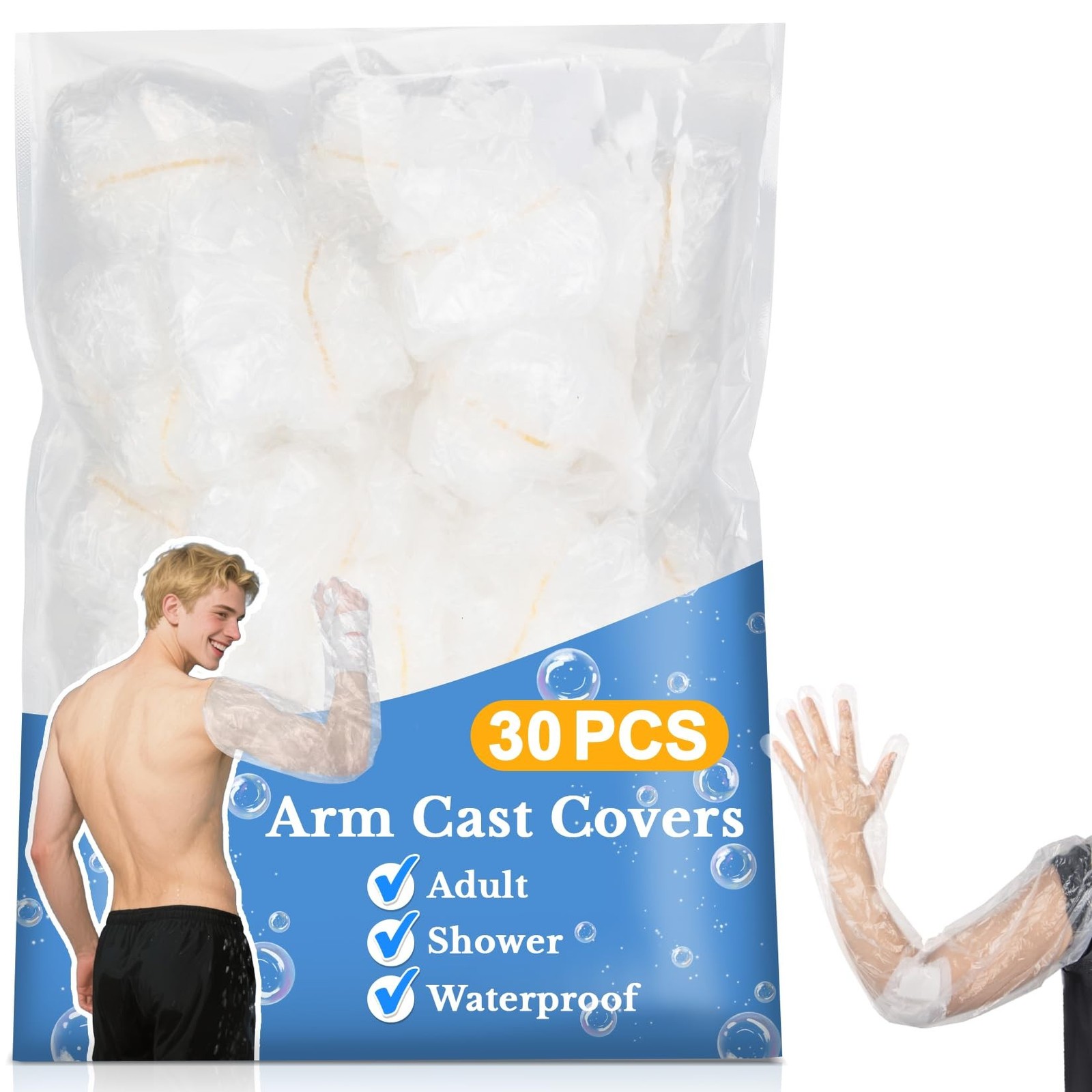 30PCS Cast Covers for Shower Arm - Adult Arm Cast Covers for Shower Disposabl...
