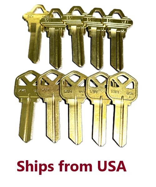 LOT 10 PACK KWIKSET KW-1 & SC-1 House Key Blanks BRASS Maintenance RE-Apartments