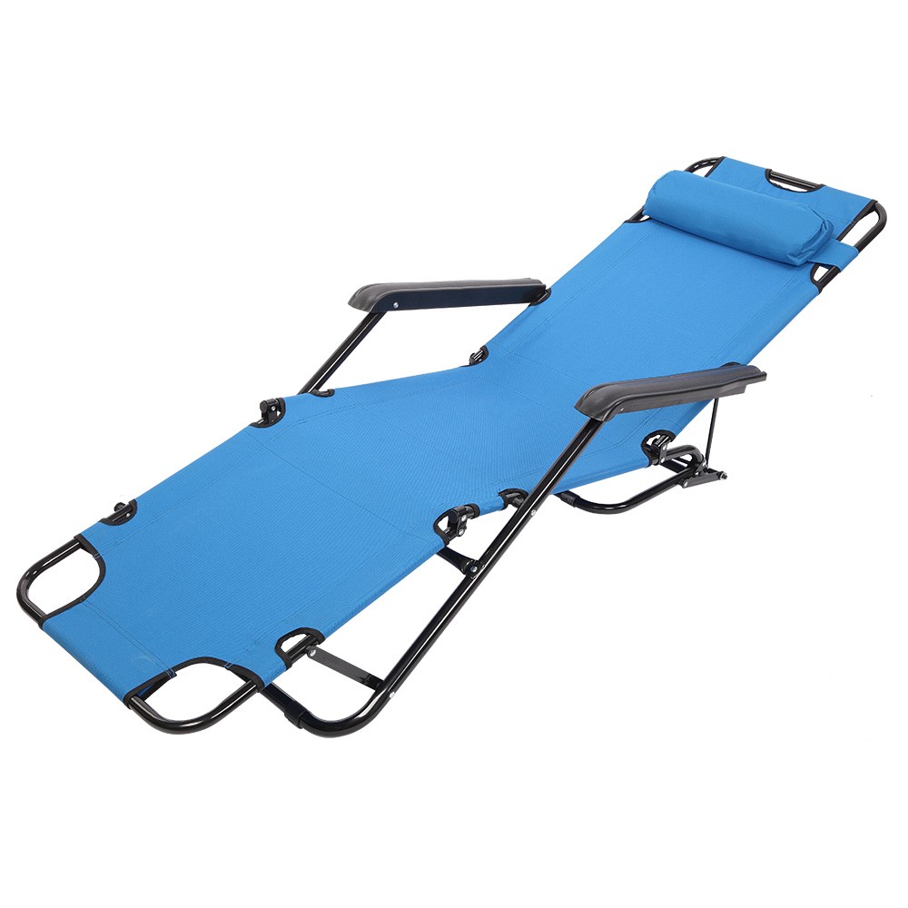 Folding Chaise Lounge Chair for Outdoor, 2-in-1 Portable Tanning Chair