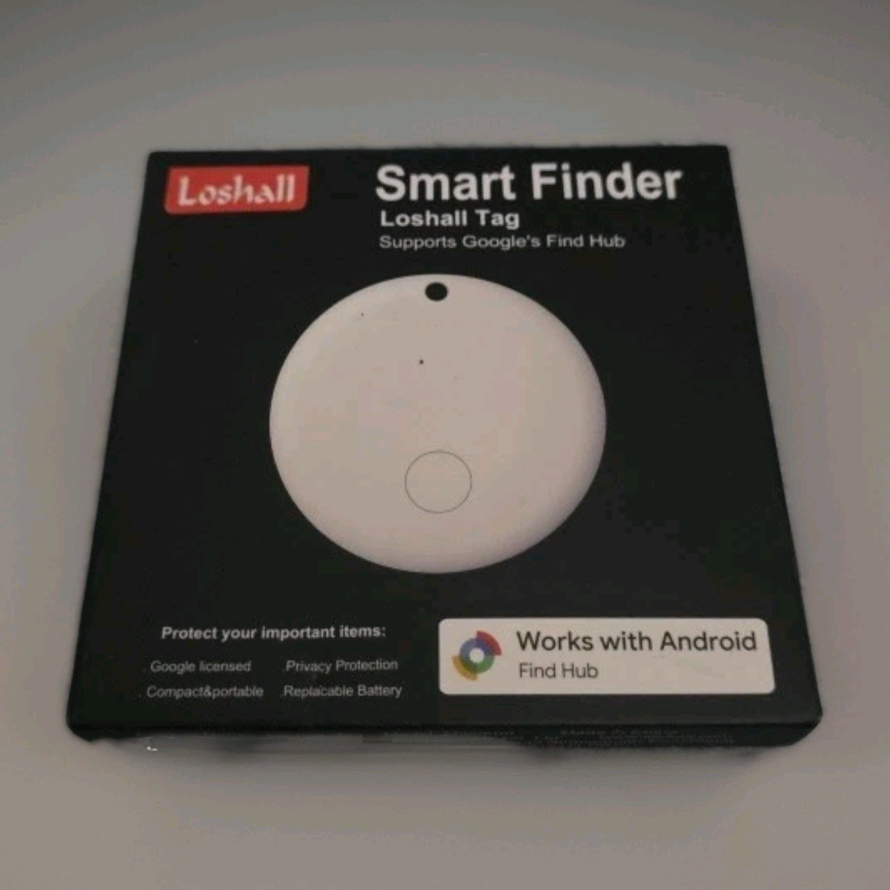 Loshall Smart Bluetooth Finder Tag- Works w/ Android / Google Find Device Black