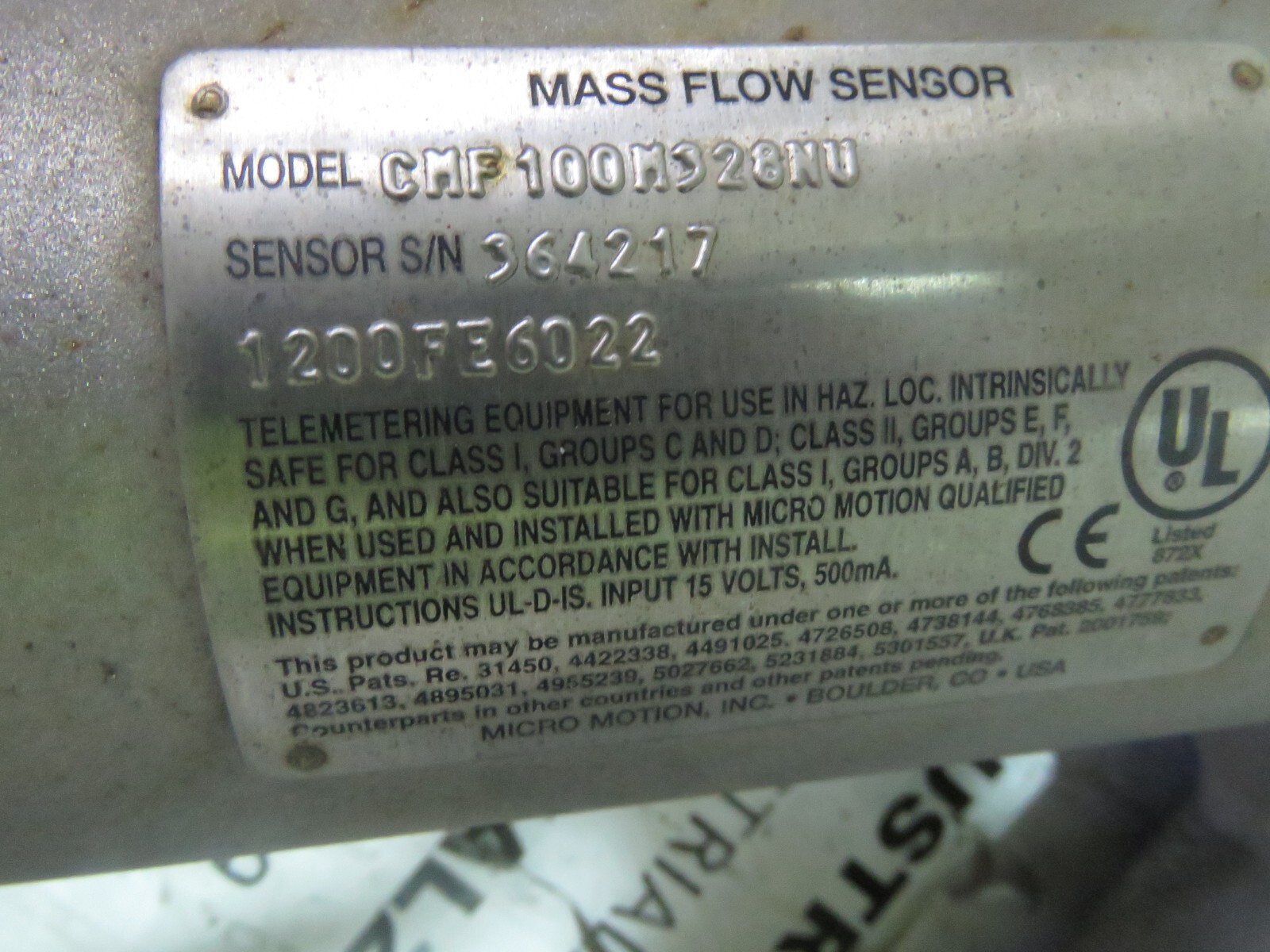 MICRO MOTION CMF100M328NU SIZE 1" FLOW MITTER USED
