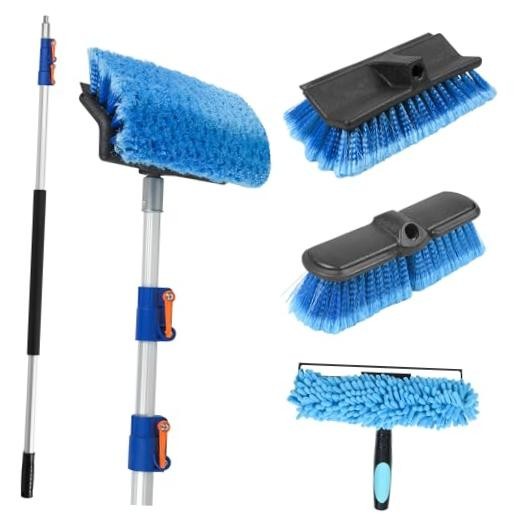 20 FT Exterior House Cleaning Brush Set with 5-12 Foot Telescoping 12FT POLE
