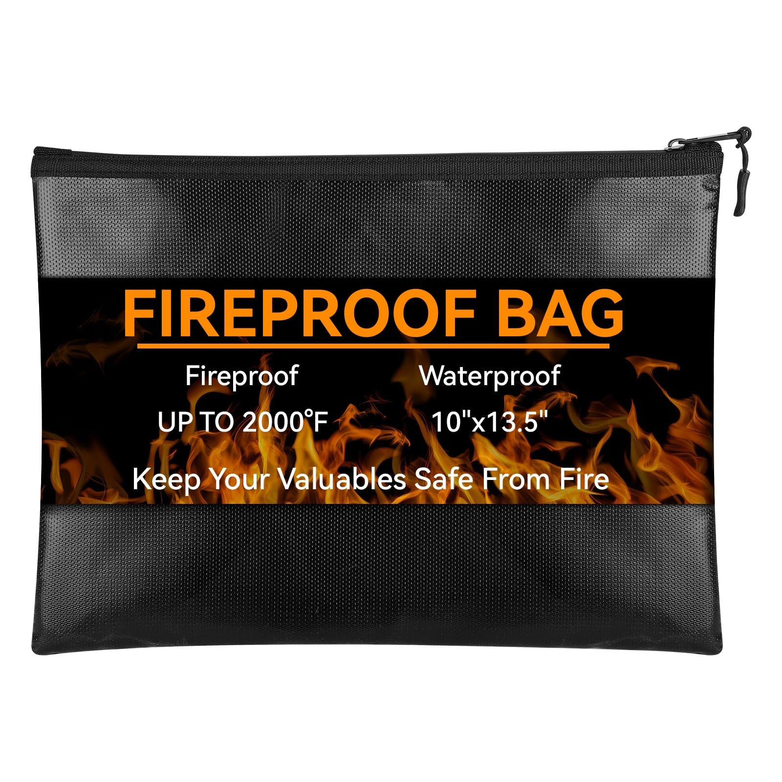 Fireproof Document Bag 10x13.5 Inch Waterproof Holder Zipper Secure Storage