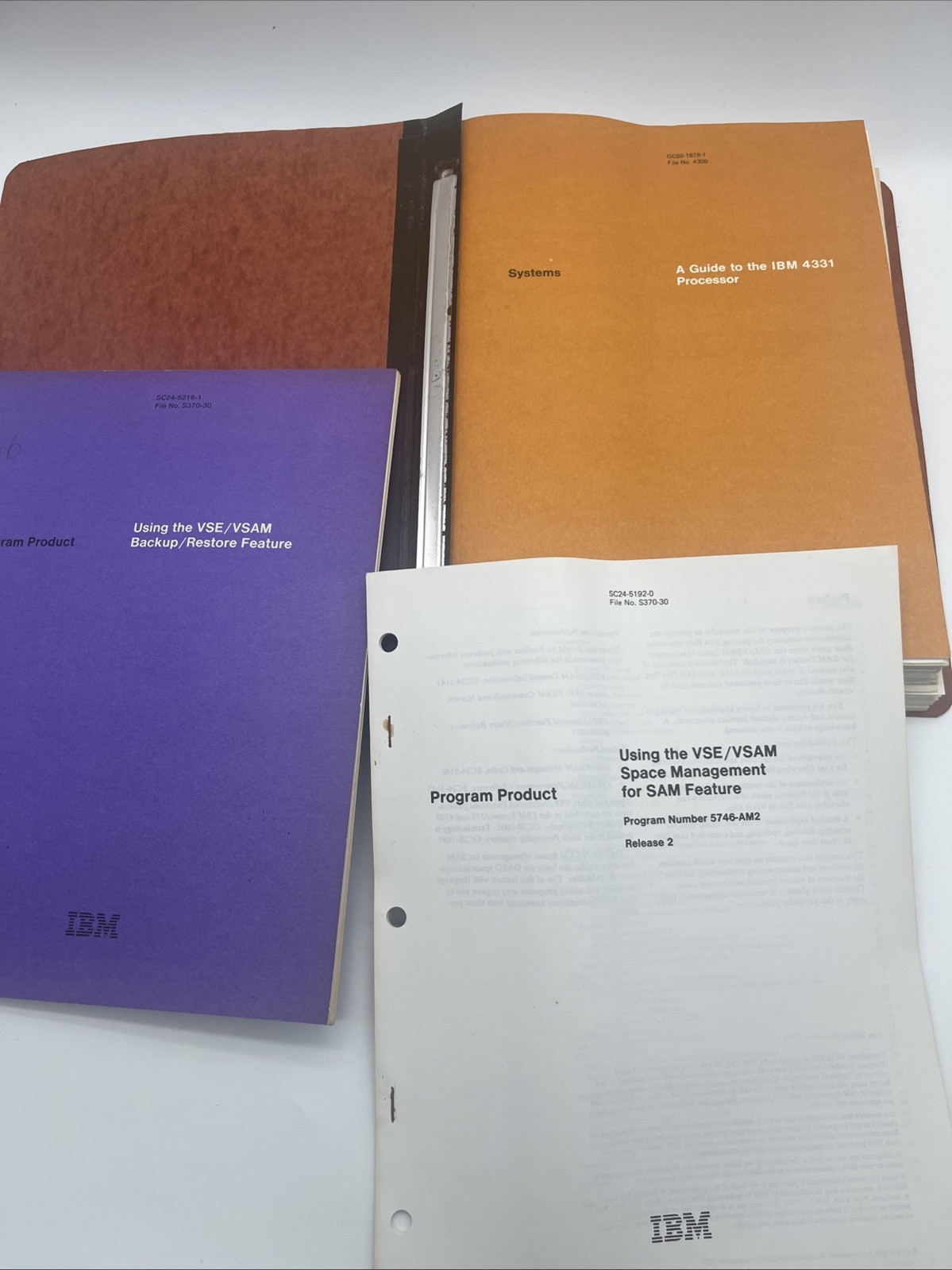 4 Vintage IBM System (4331 Processor, VSE/VSAM, & Disk Operating System) Manuals