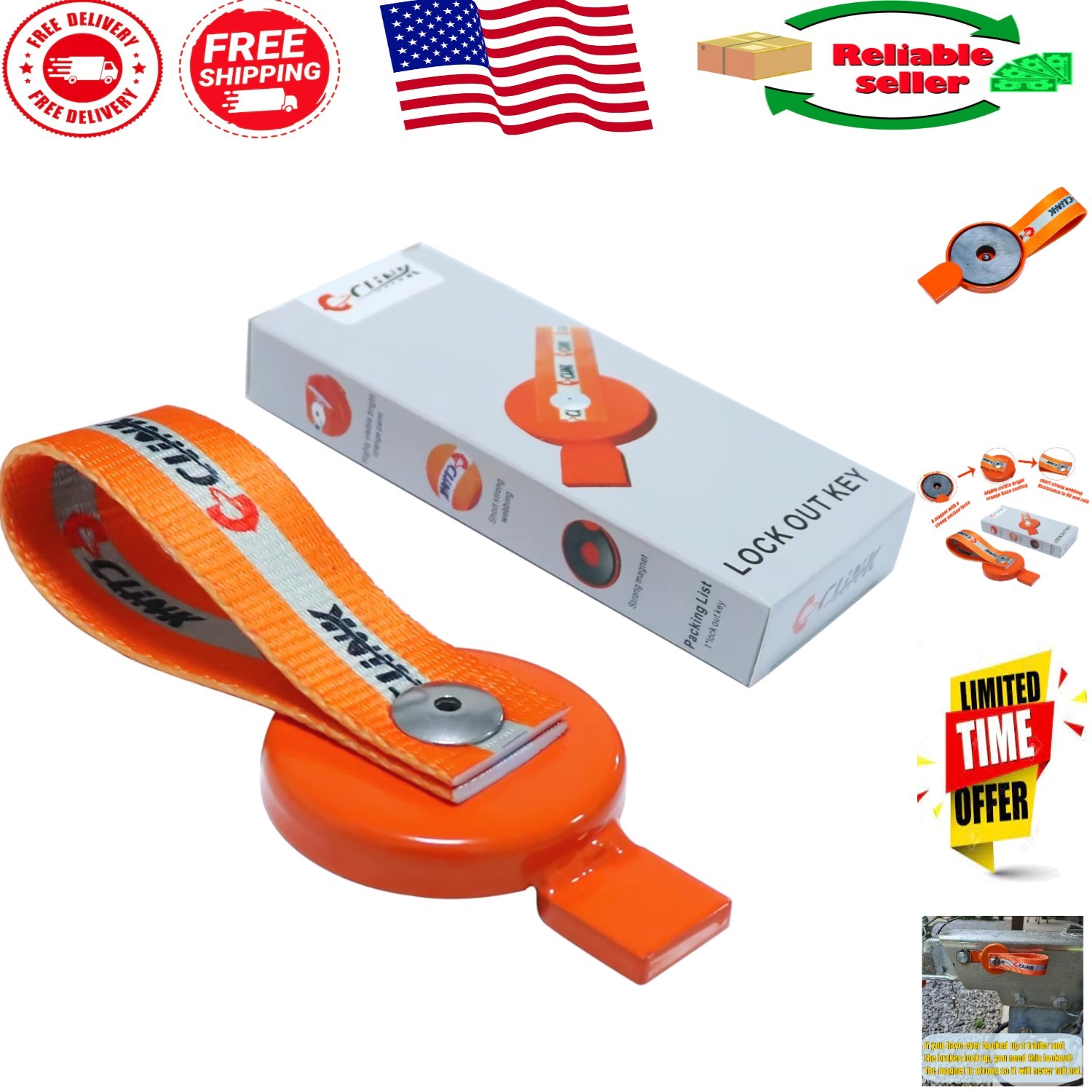 Durable Magnetic Surge Brake Lockout Key | Fits UFP A-60 A-70 A-75 A-84 Trailers