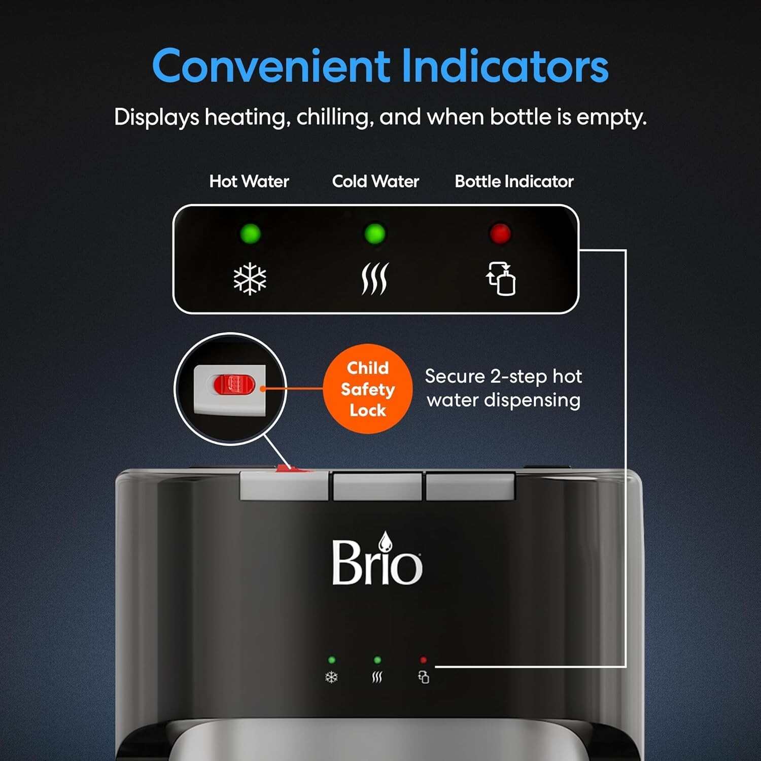 Bottom Loading Water Cooler Dispenser for 5 Gallon Bottles - 3 Temperatures with