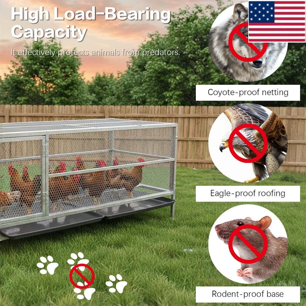 59x26x27in Chicken Coop with Feeding Door and Tray Poultry Crate for Outdoor Use
