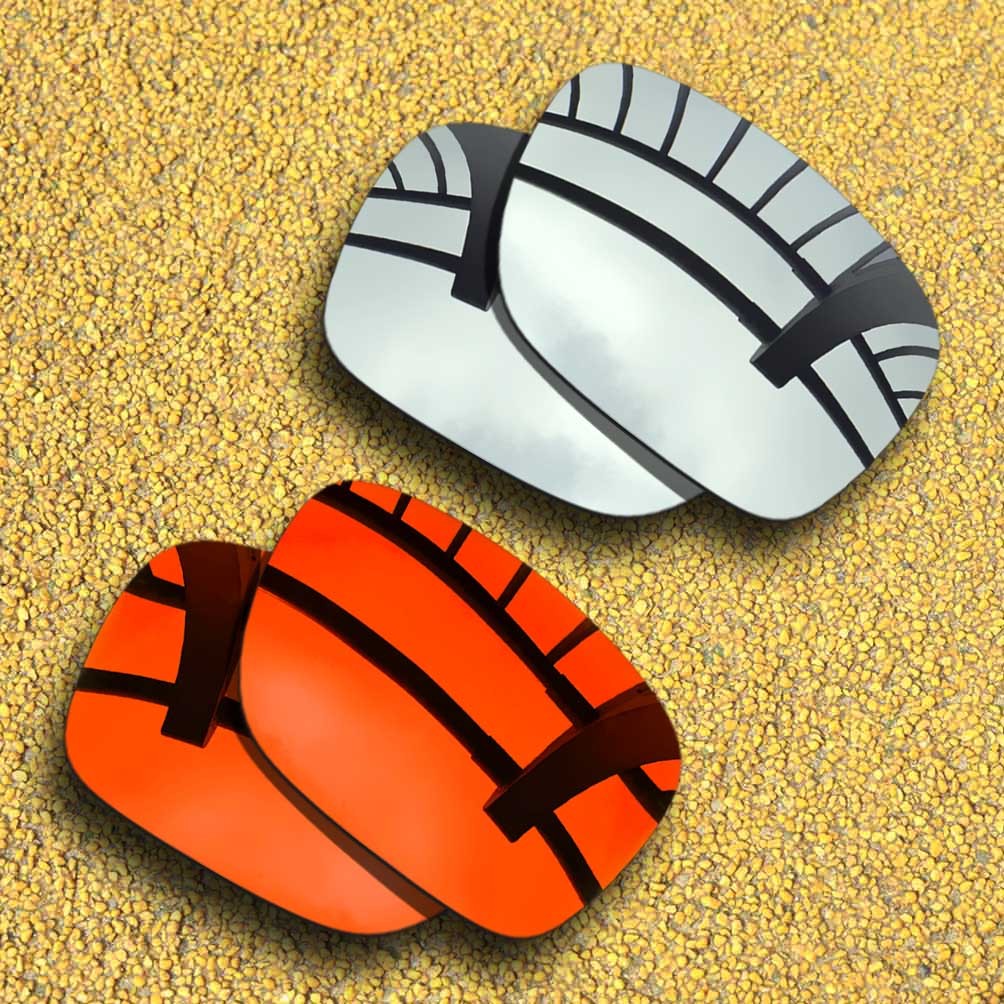 2 Pairs Lenses Replacement for-Oakley Holbrook Mix Polarized-Silver&Red