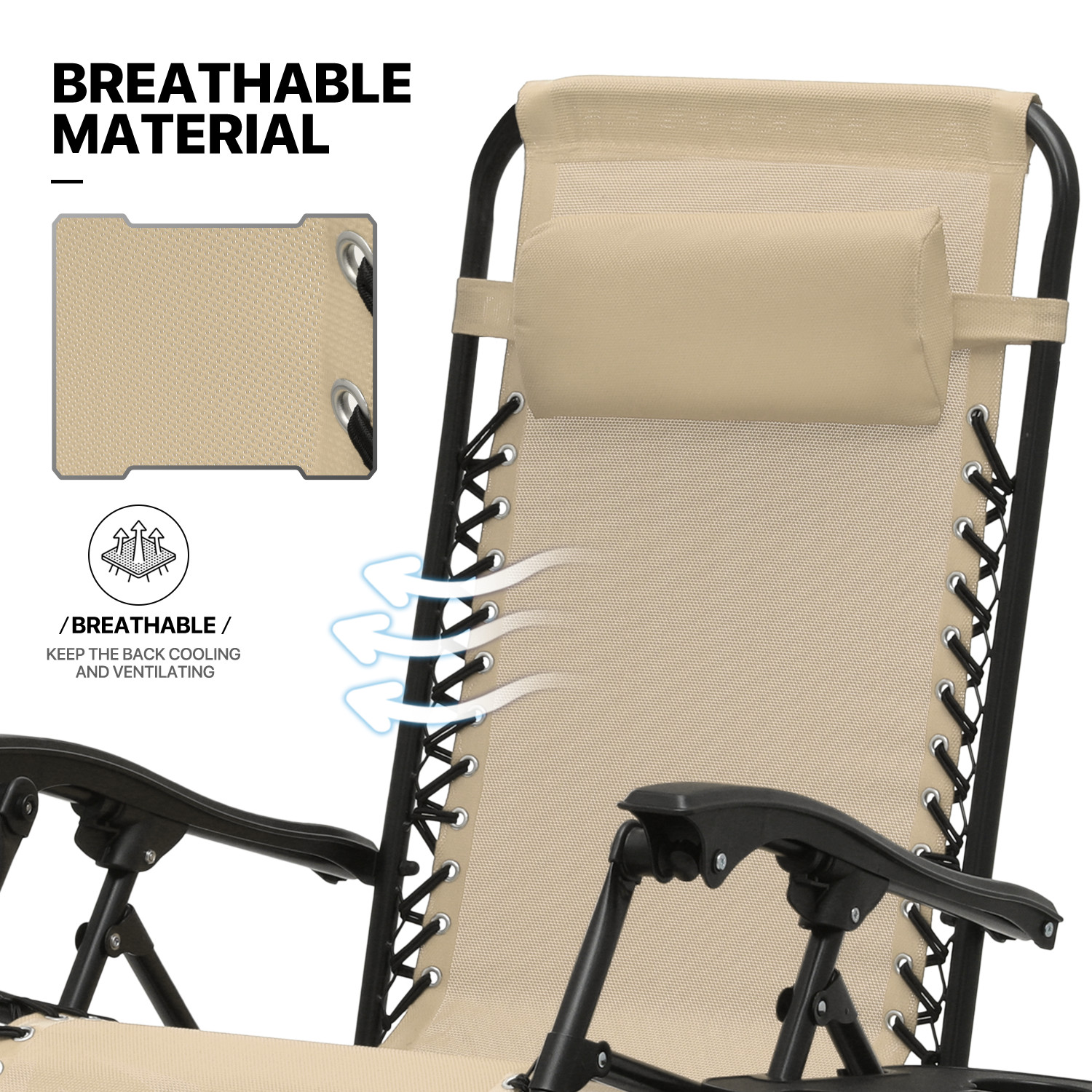 3Pcs[ZERO GRAVITY CHAIR+FOLDING TABLE SET]Patio Reclinable Lounge w/Holding Tray