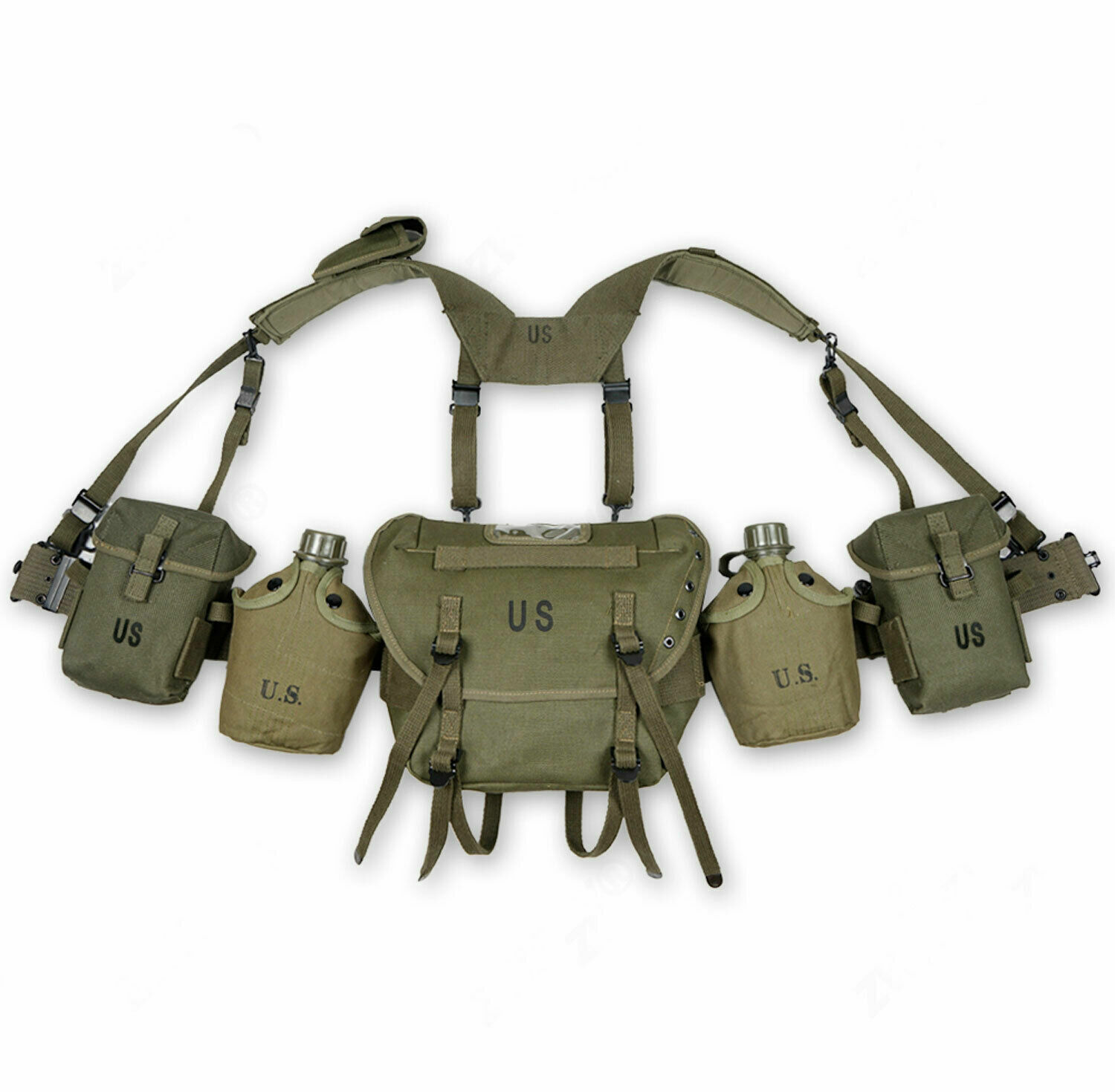 Vietnam Era  Army Military Gear SET M1961 Bag Ammo Pouch Water Bottle Strap