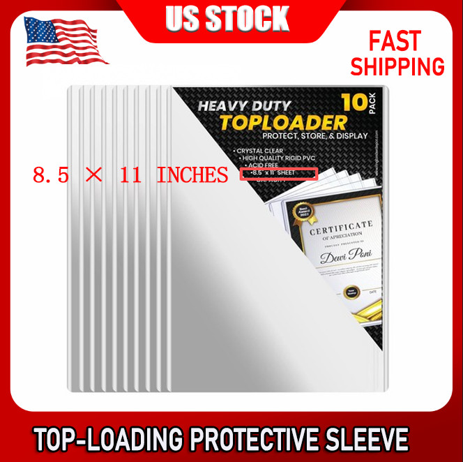 8.5×11-Inch Top-Loading- Protector Hard Case Sleeve, Toploader Holder 10 pack