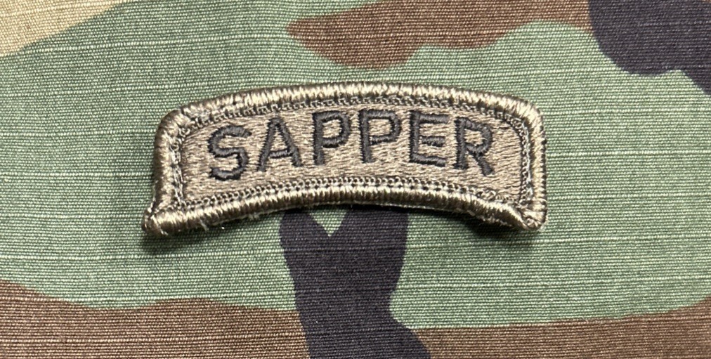 US Army Sapper Tab w/ Hook BDU OD Green