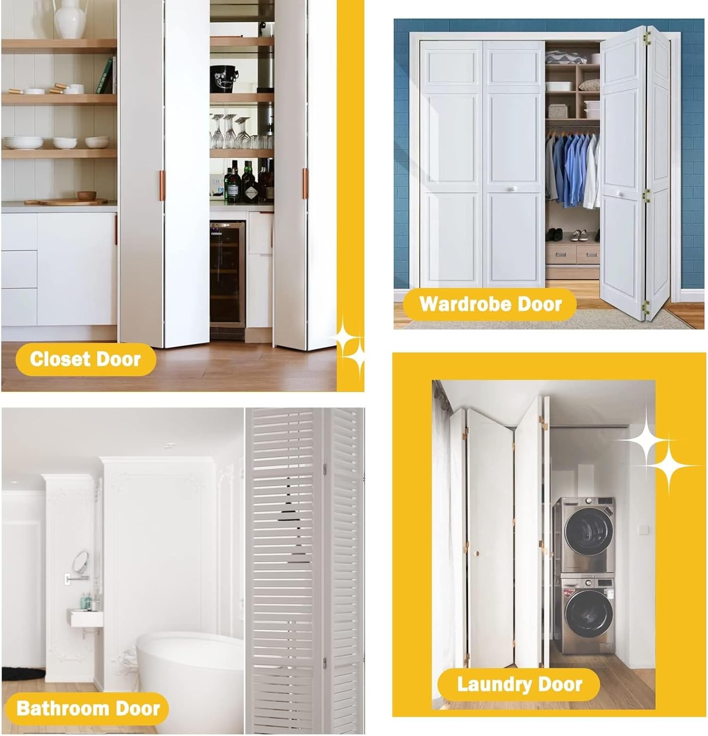 2 Pack Bi-fold Sliding Closet Doors Replacement Parts Include Top&Bottom Bracket