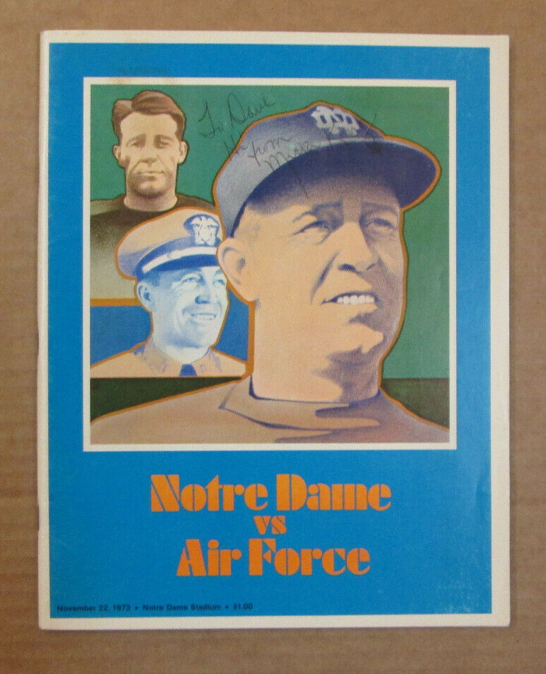 VINTAGE NCAA FOOTBALL PROGRAM NOTRE DAME vs AIR FORCE 1973 MICK KING AUTOGRAPH
