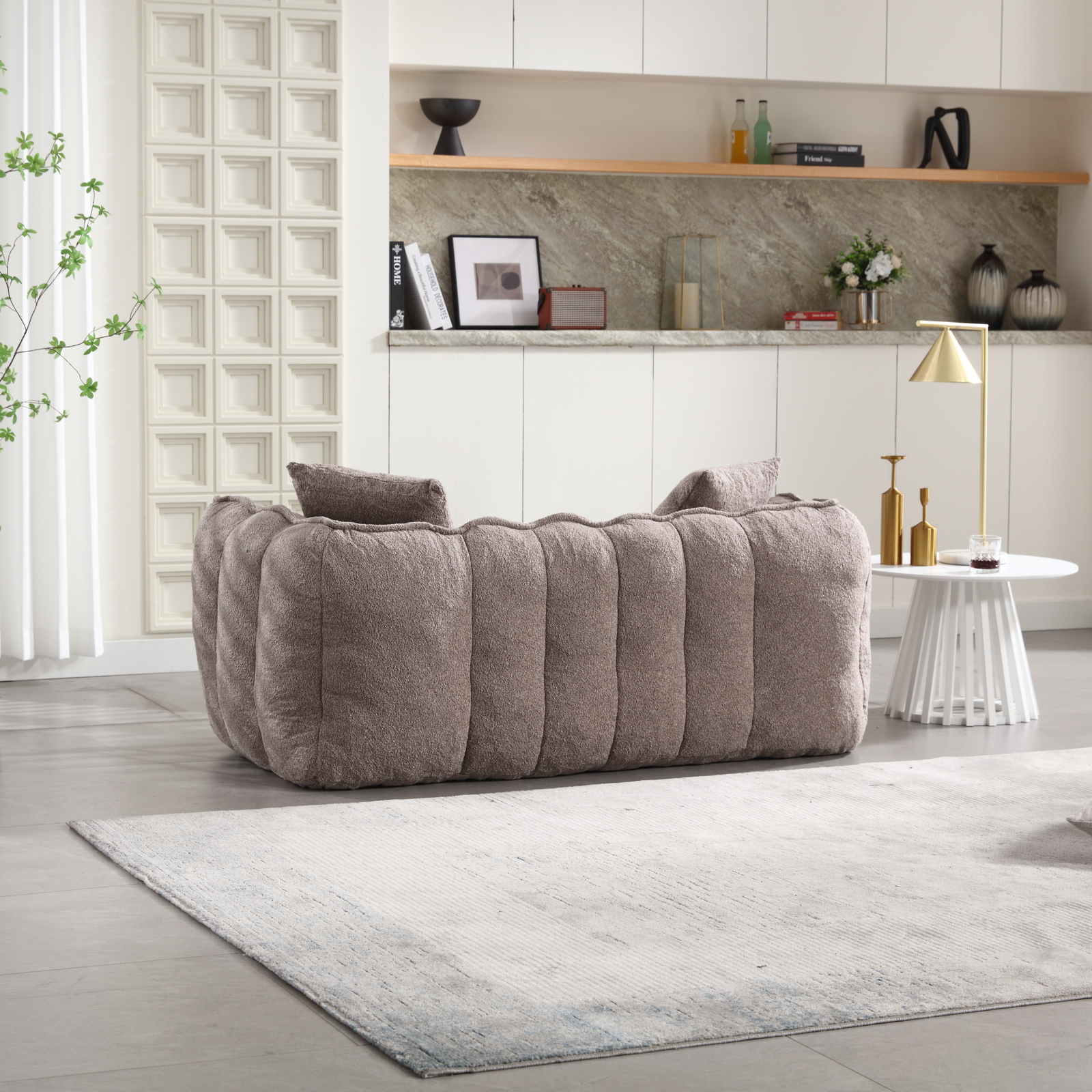 Bean Bag Sofa with high resilience foam core Bean Bag Chair for 2 people Brown