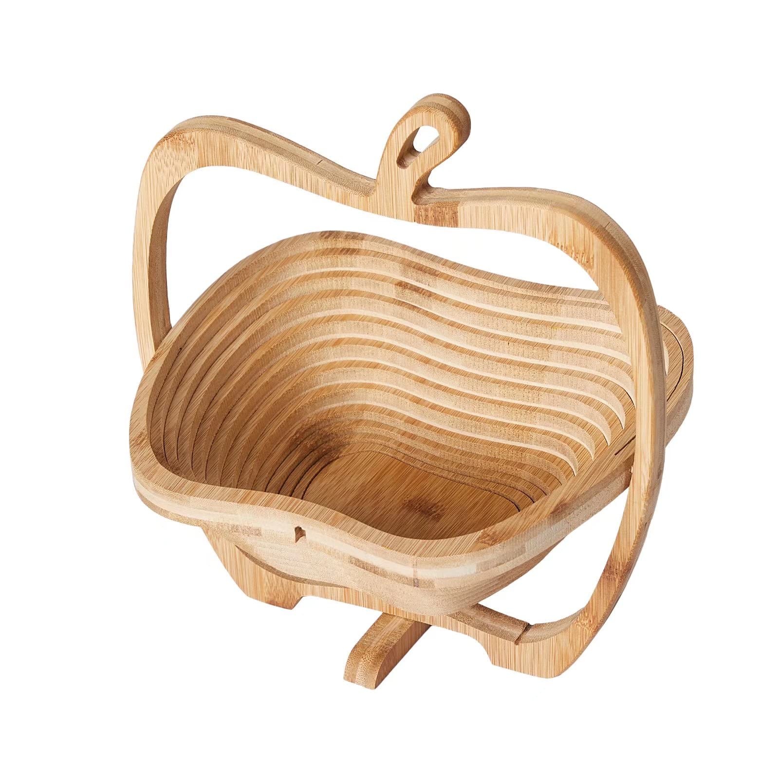 Foldable Dried Fruit Basket Apple Shaped Collapsible Bread Nuts Baskets Candy...