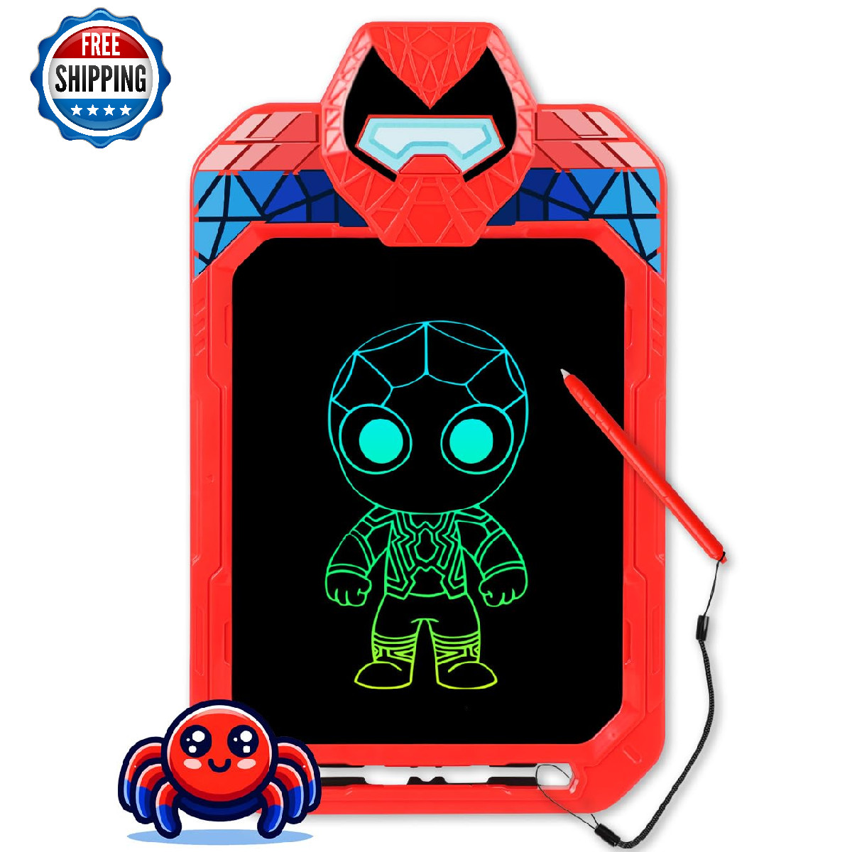 Fullware LCD Writing Tablet for Kids 10 Inch Spider Hero for Toddler 3 4 5 6 7 8