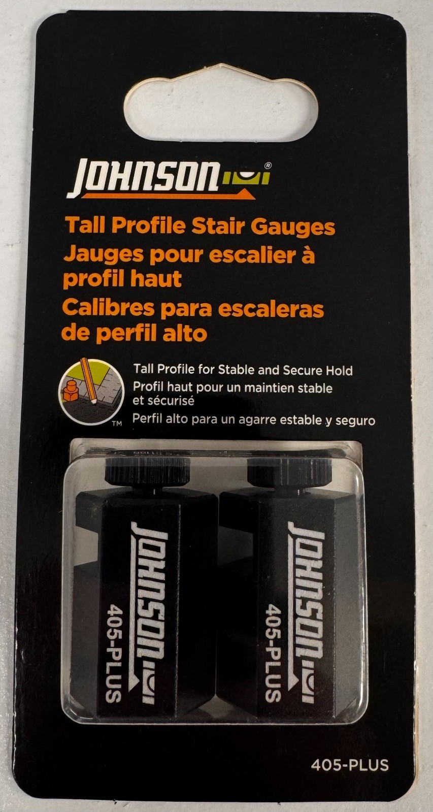 Johnson Tall Profile Stair Gauges - Aluminum, Black, Stair Gauge 405-PLUS