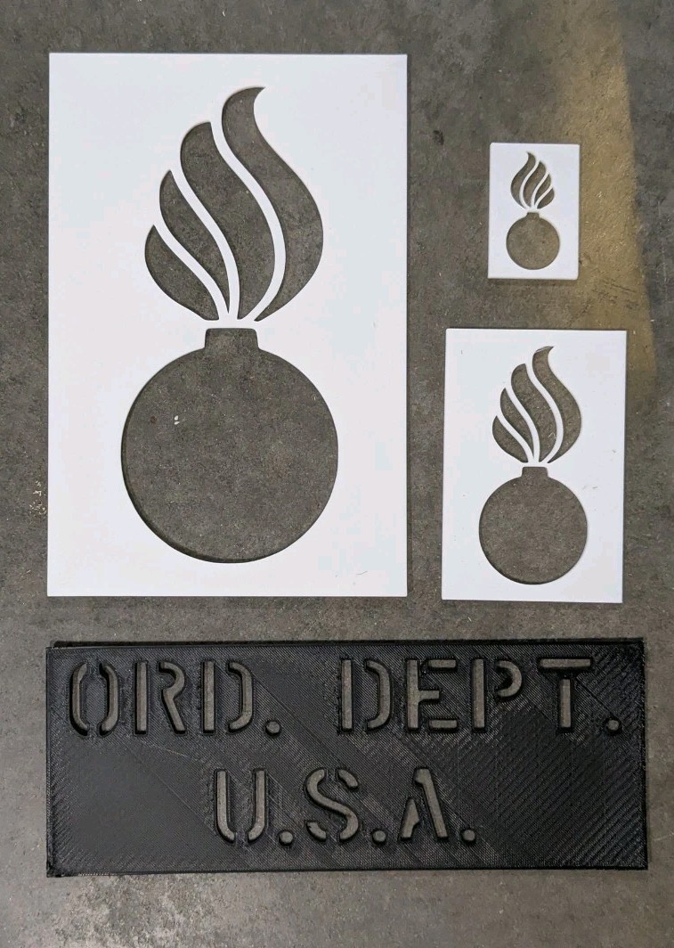 US Ordnance Dept Stencil Set- 4 WW2 Stencils - USA World War 2