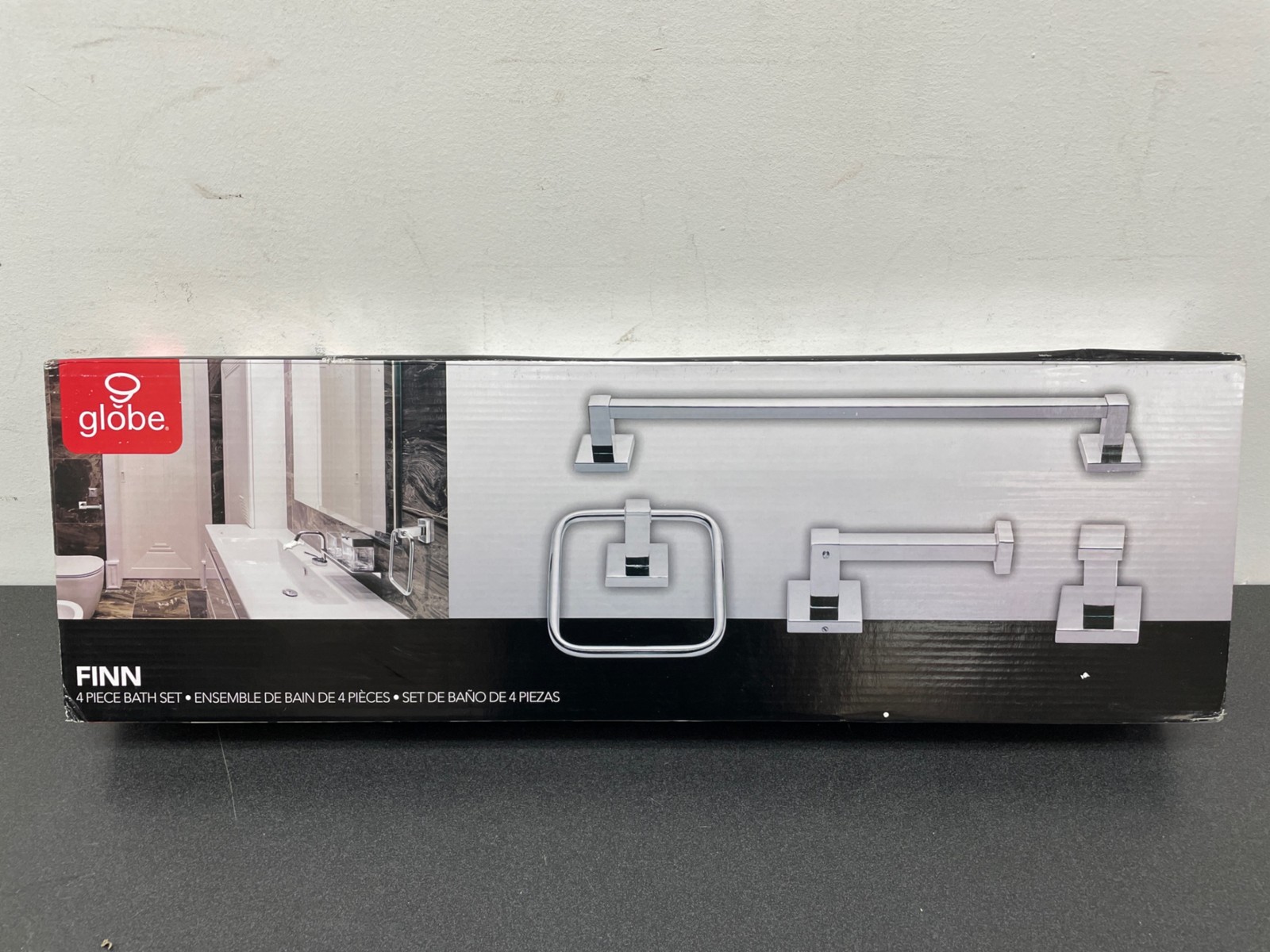 Globe Electric 51368 Finn Bathroom Set: Towel Bar, Ring, Hook, Tissue Holder, Ch