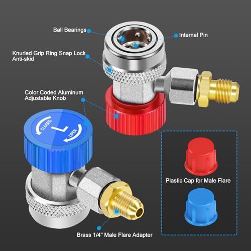 AC R134A Adjustable Quick Coupler Adapter and Refrigerant Can Tap Valve Tool