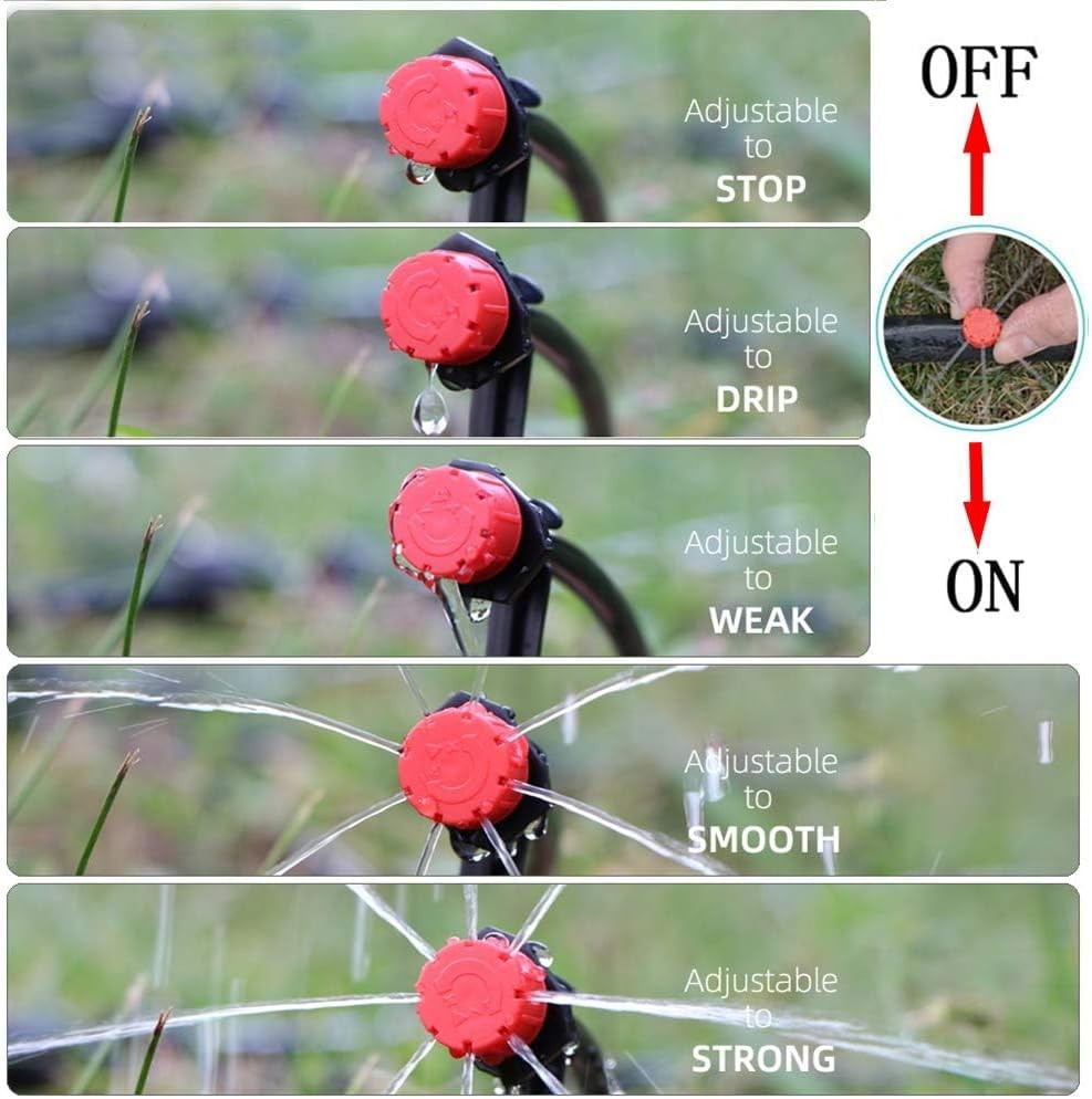 200Pcs Adjustable Drip Irrigation Emitters, 1/4Inch Adjustable Micro Drip Irriga
