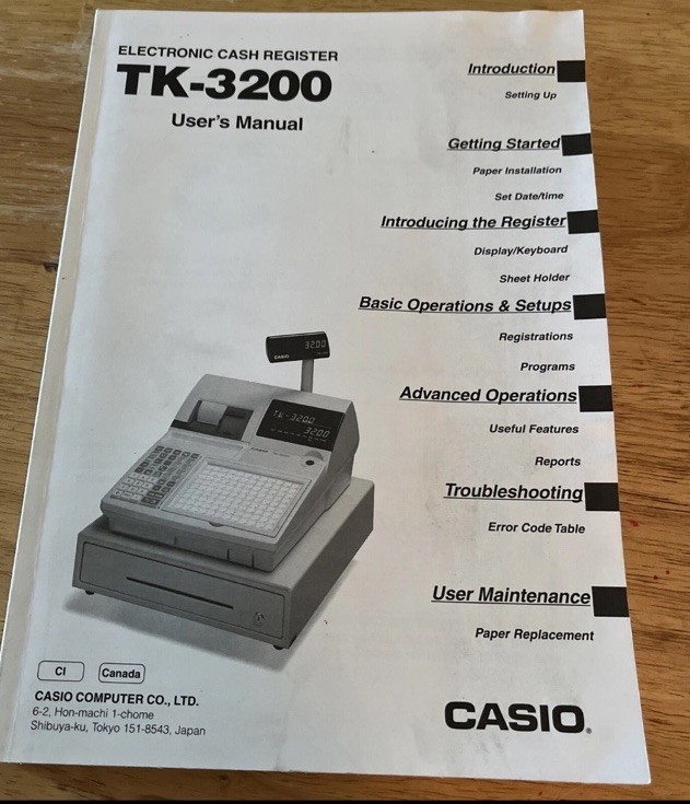 Casio TK3200 Cash Register Oem Instruction Manual Used