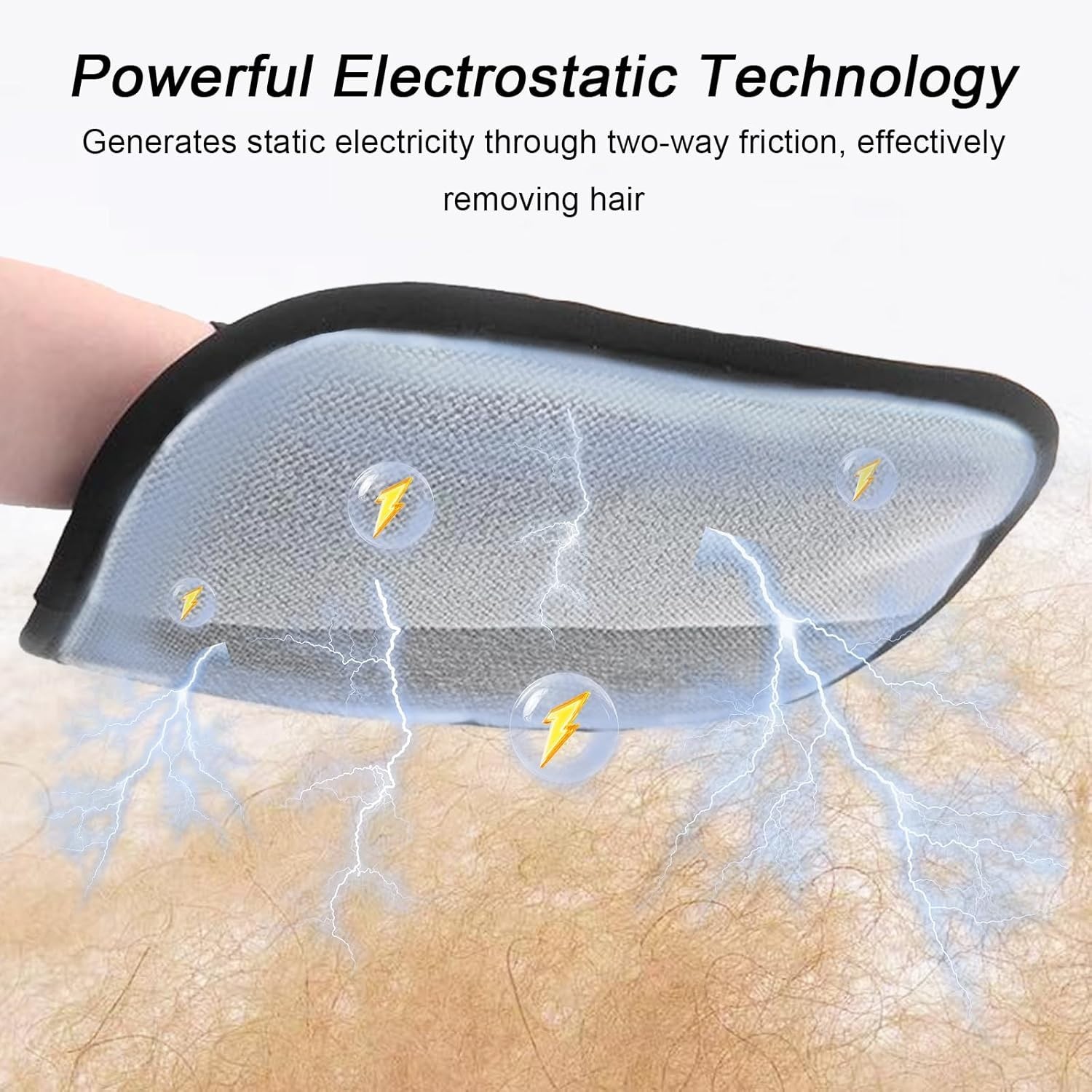 Five-Finger Electrostatic Pet Hair Remover Glove for Effortless Cleanups - Black