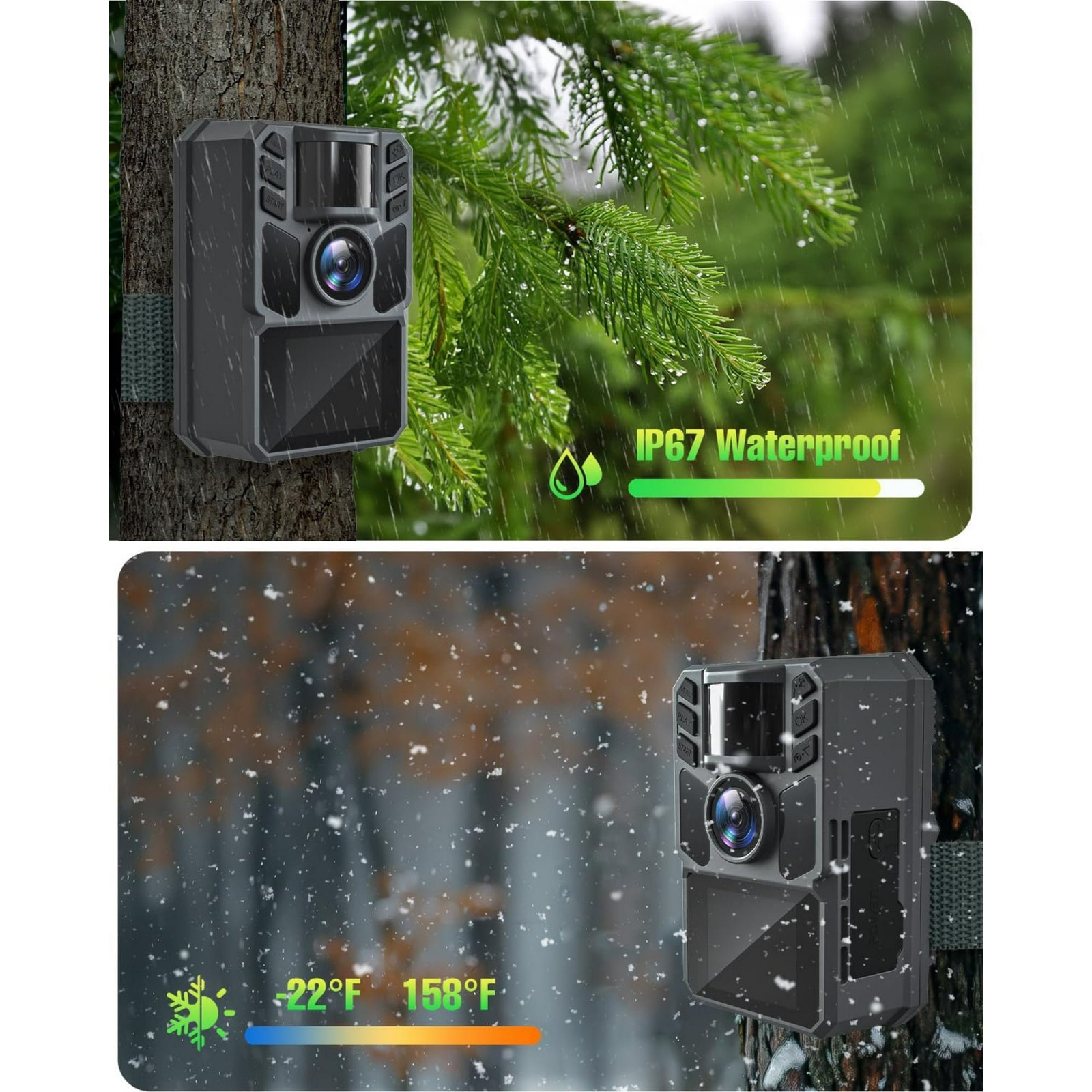 Solar Trail Camera 4K 64MP Game Camera Waterproof with 64GB Card