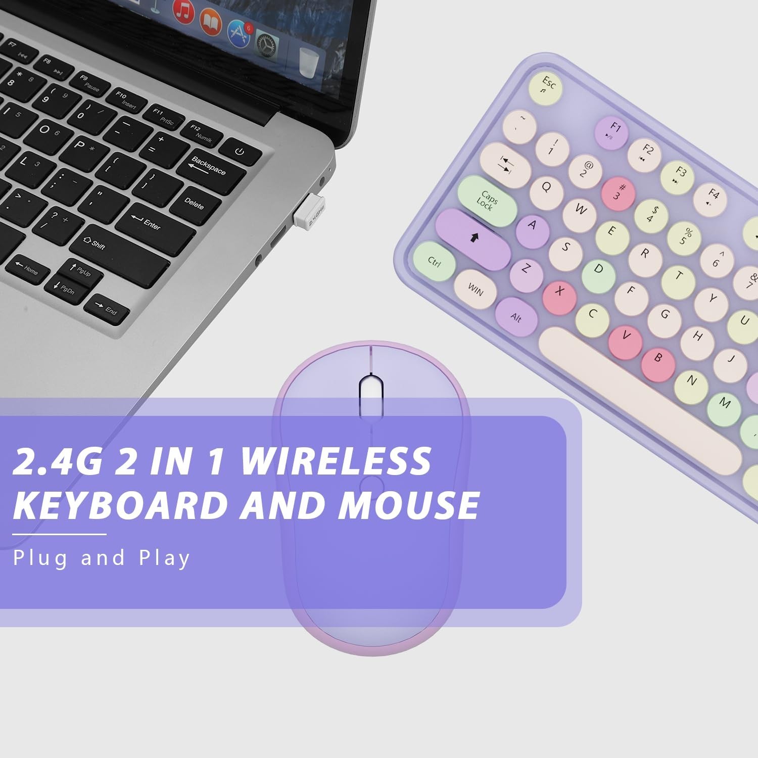 Wireless Typewriter Keyboard and Mouse - Wireless Keyboard with Silent Mouse,...