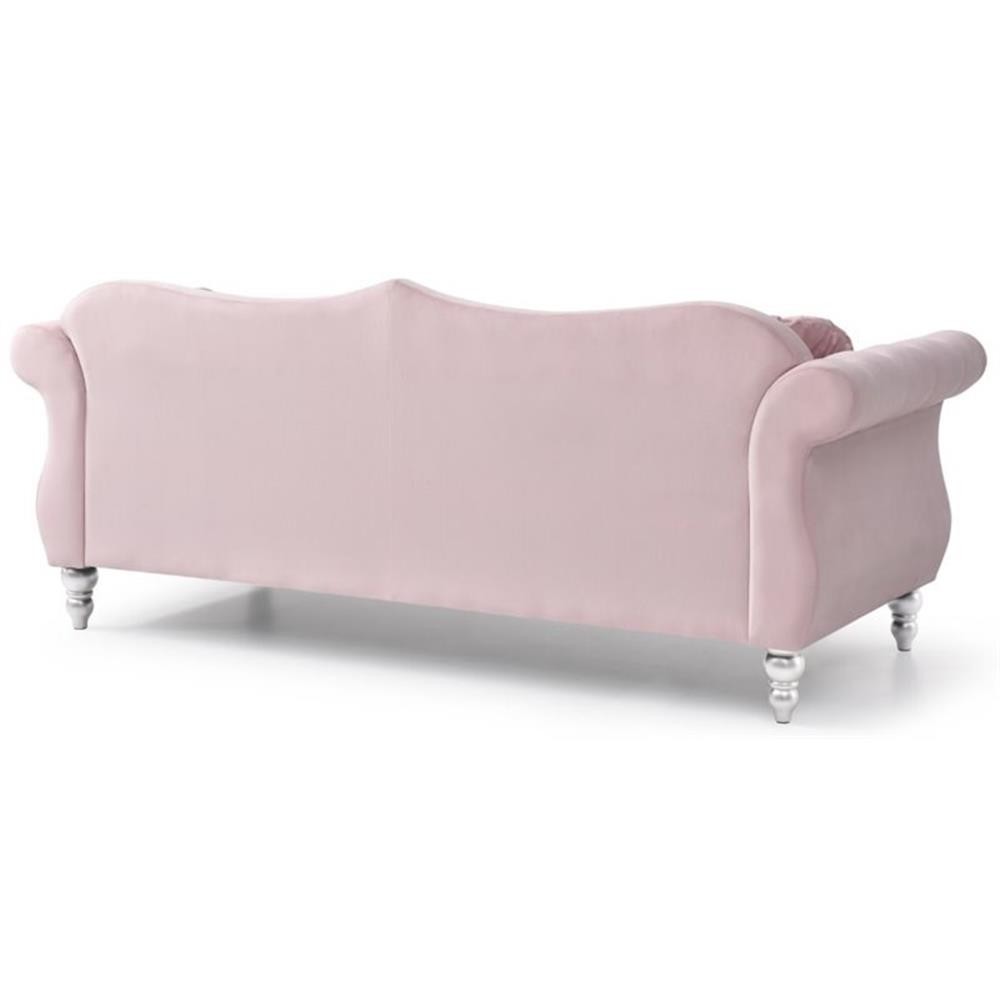 Glory Furniture Hollywood Velvet Sofa in Pink