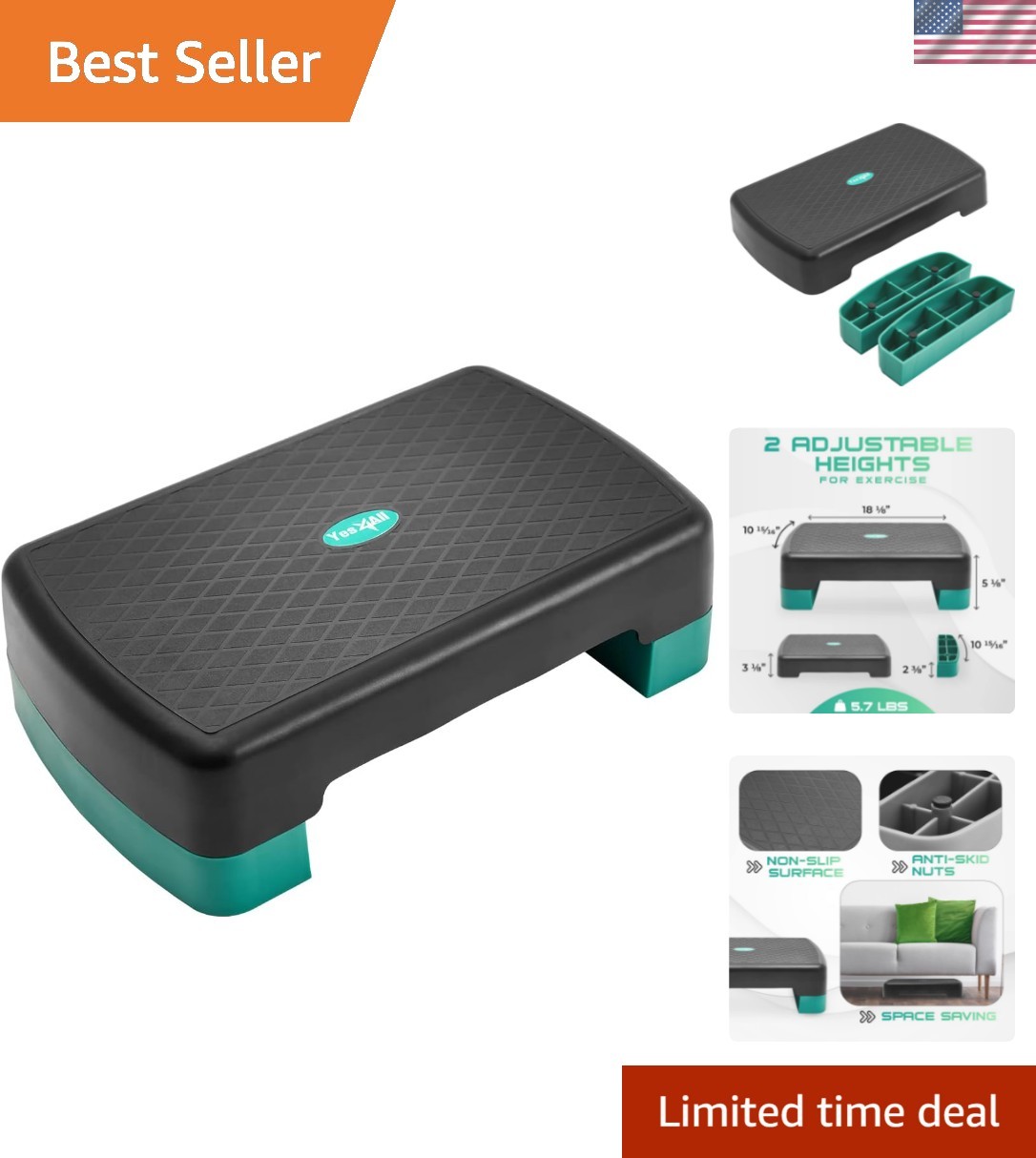 Lightweight 18.9" Step Platform with Height Adjustability for Versatile Training