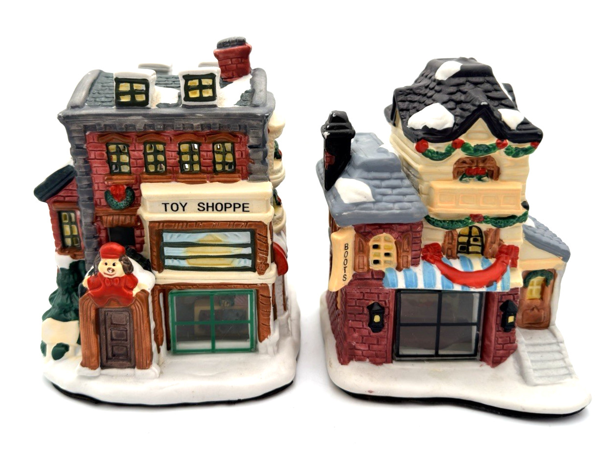 2 Unbranded Buildings Toy Shoppe & Shoe Store Largest is  4.5" L x 5.5 T x 4" W