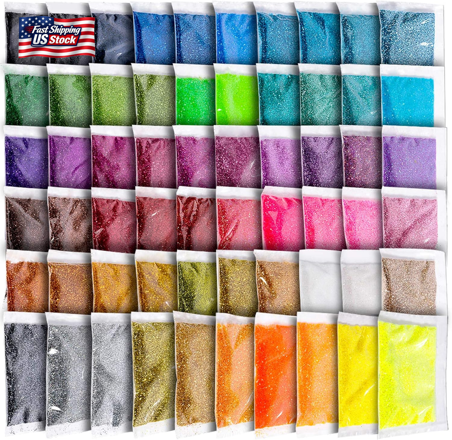 Fine Glitter, YGDZ 300G 60 Colors Extra Fine Craft Resin Glitter Packs, for Tumb