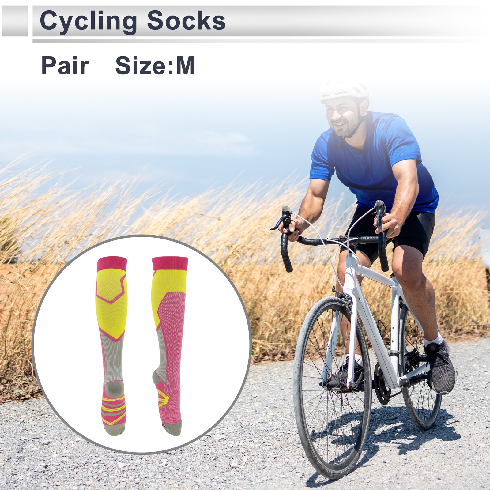 Cycling Socks Breathable Sweat-Absorbent Size M High-cut Cycling Socks Rose Red
