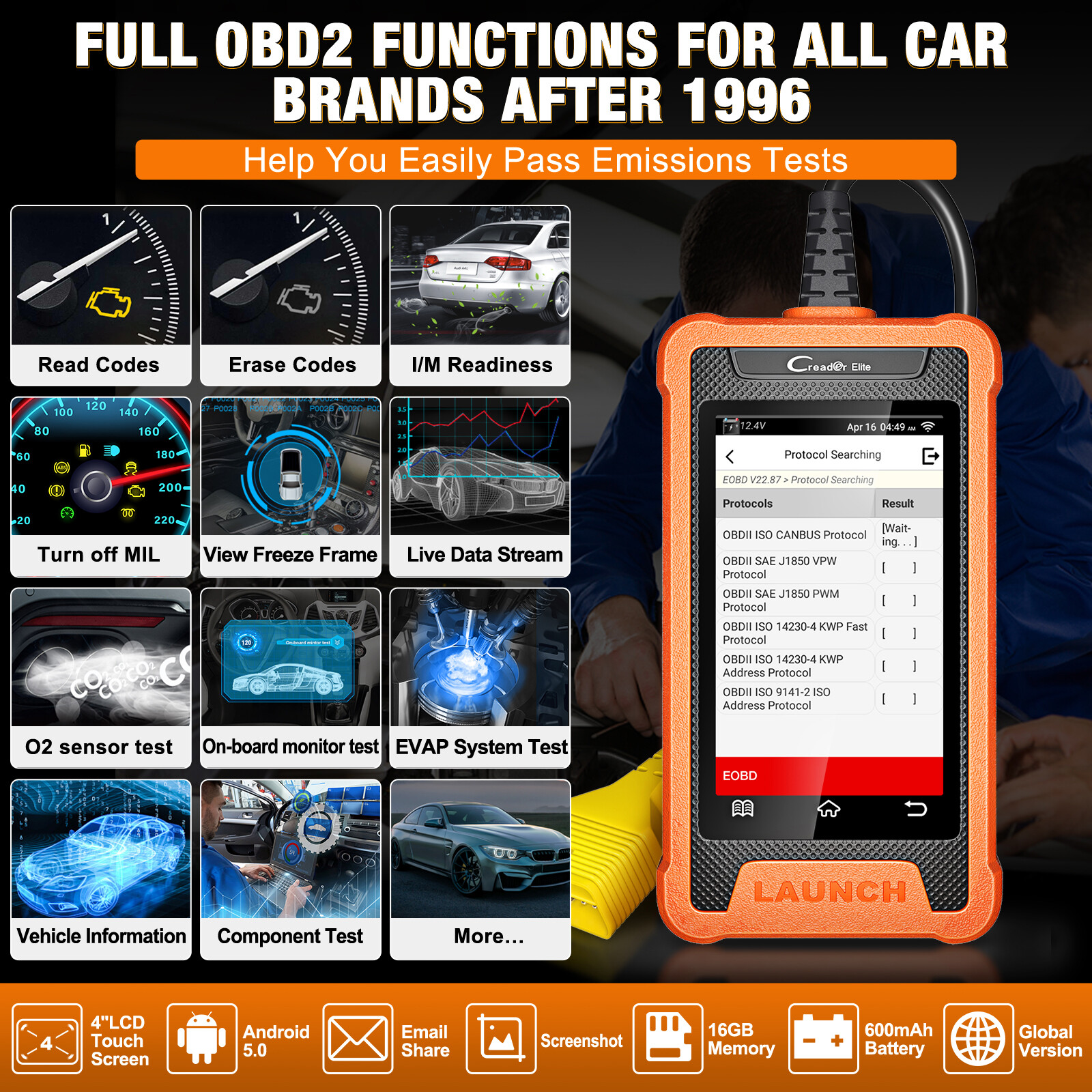 LAUNCH X431 Creader Elite For Toyota Car Diagnostic Tool OBD2 Scanner ABS SAS